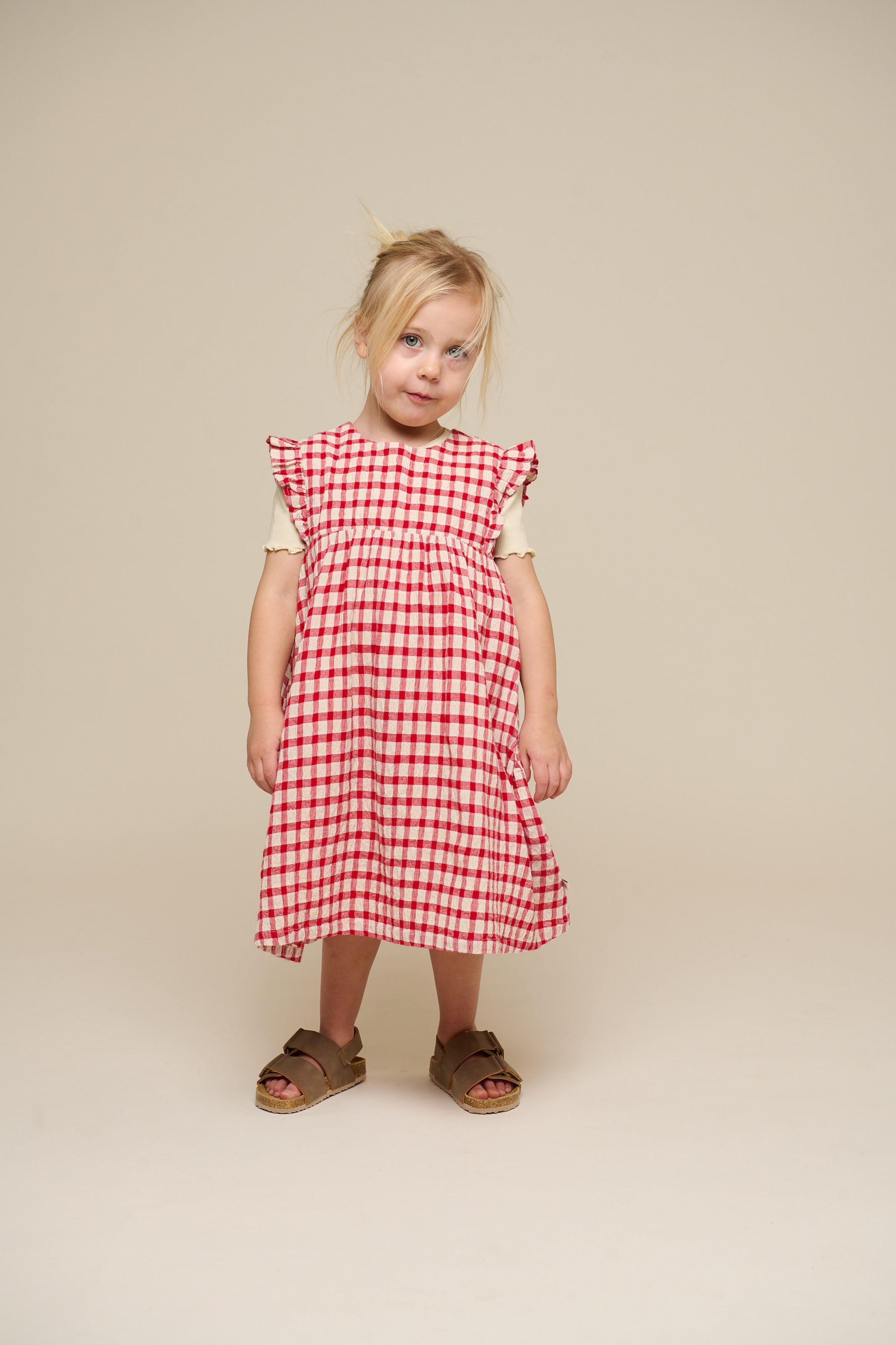 Kariertes Baumwollkleid - Kids - Cherry Red | 100904 Bonnie