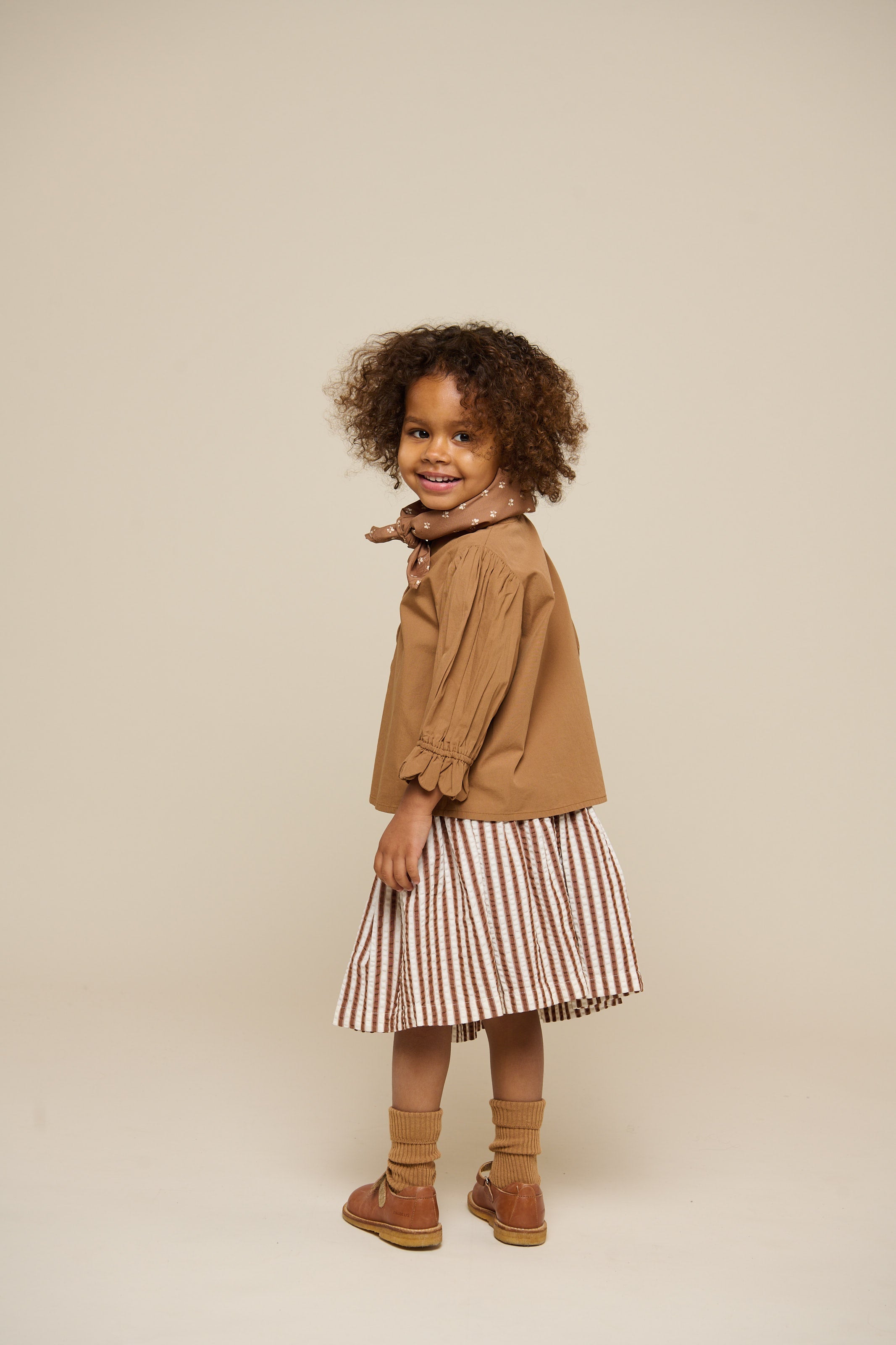 Gestreifter Seersucker-Rock - Kids - Brown | 101193 Nadia