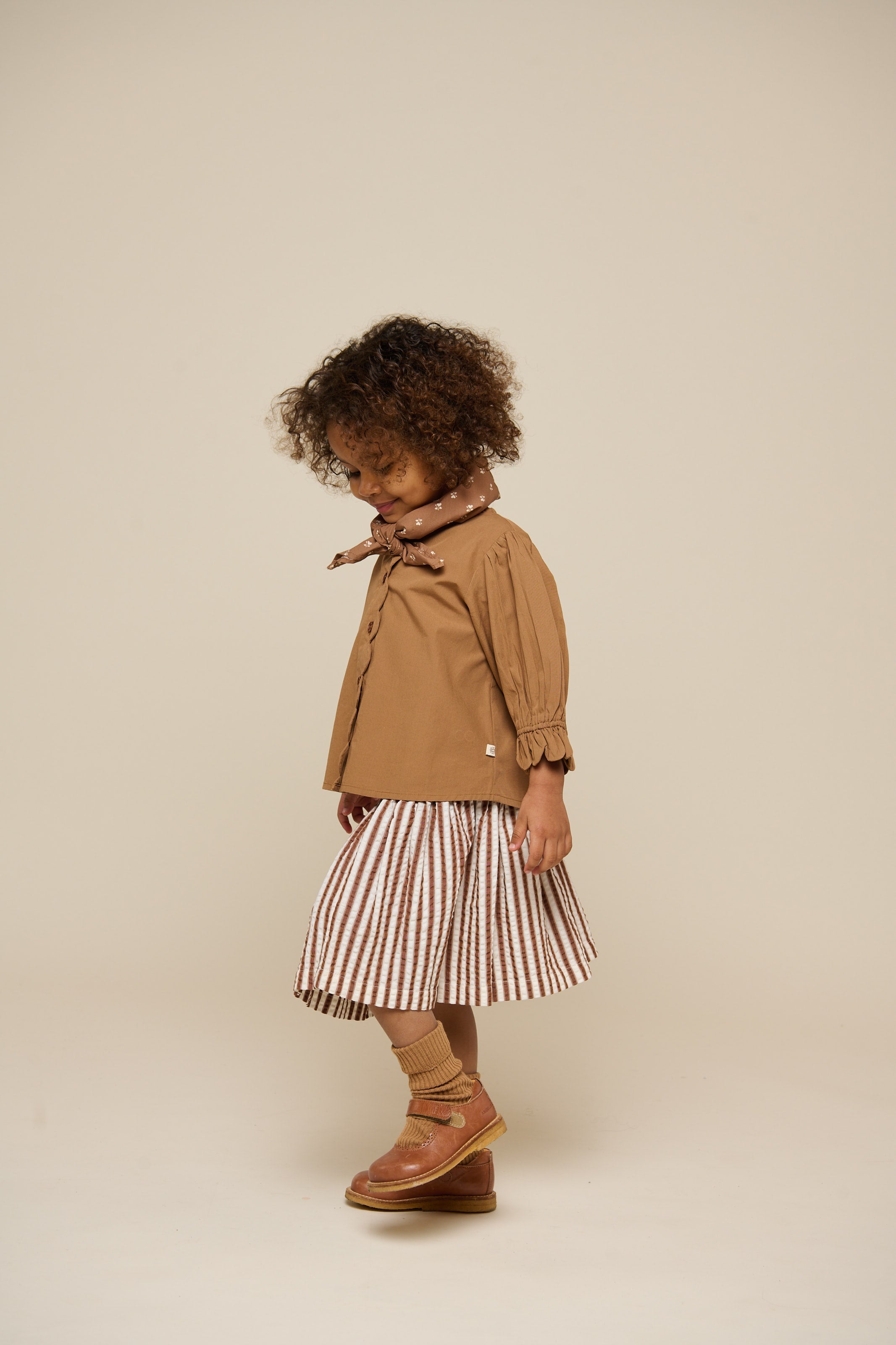Gestreifter Seersucker-Rock - Kids - Brown | 101193 Nadia