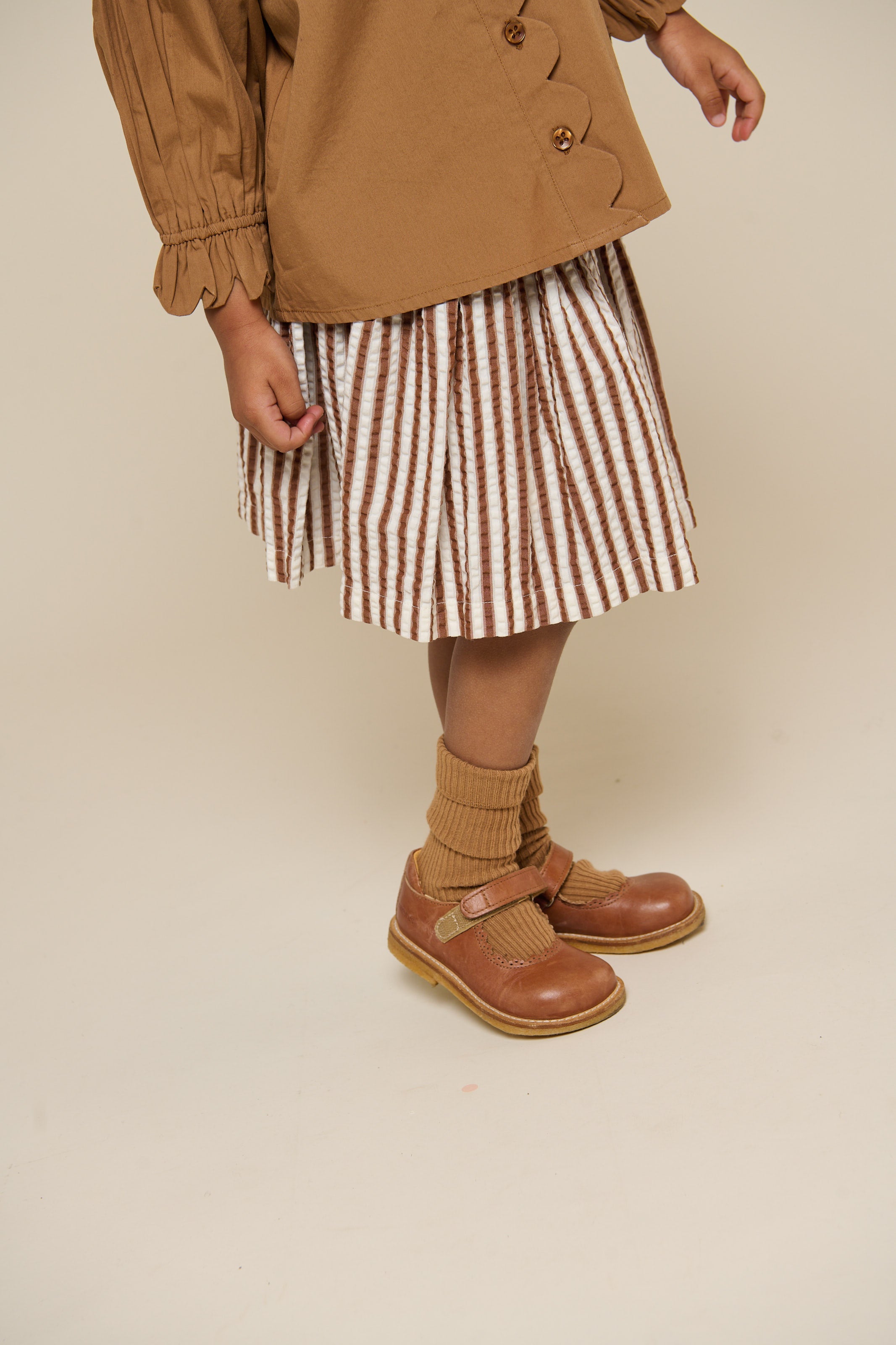 Gestreifter Seersucker-Rock - Kids - Brown | 101193 Nadia