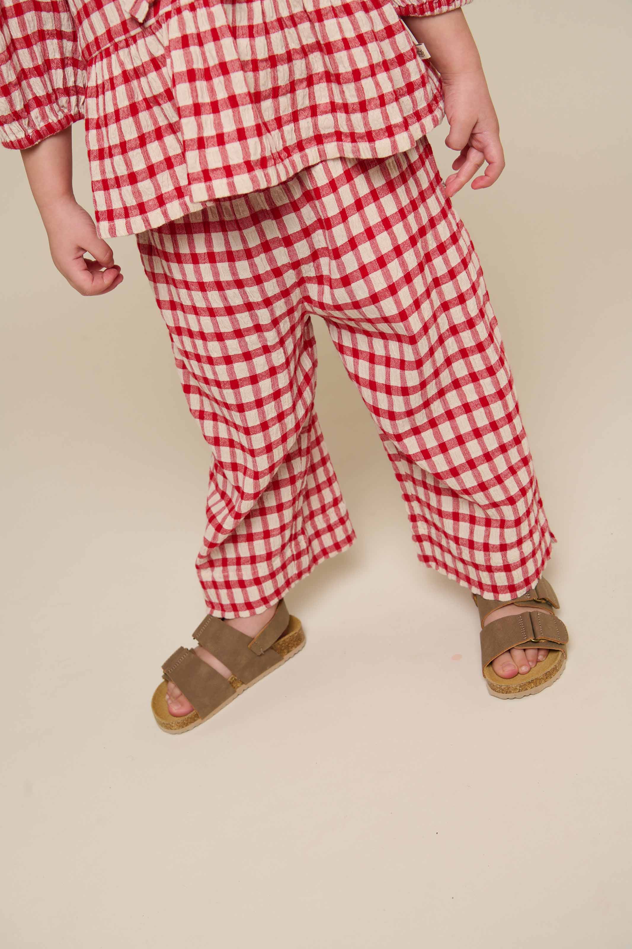 Karierte Baumwollhose - Kids - Cherry Red | 100906 Bonnie