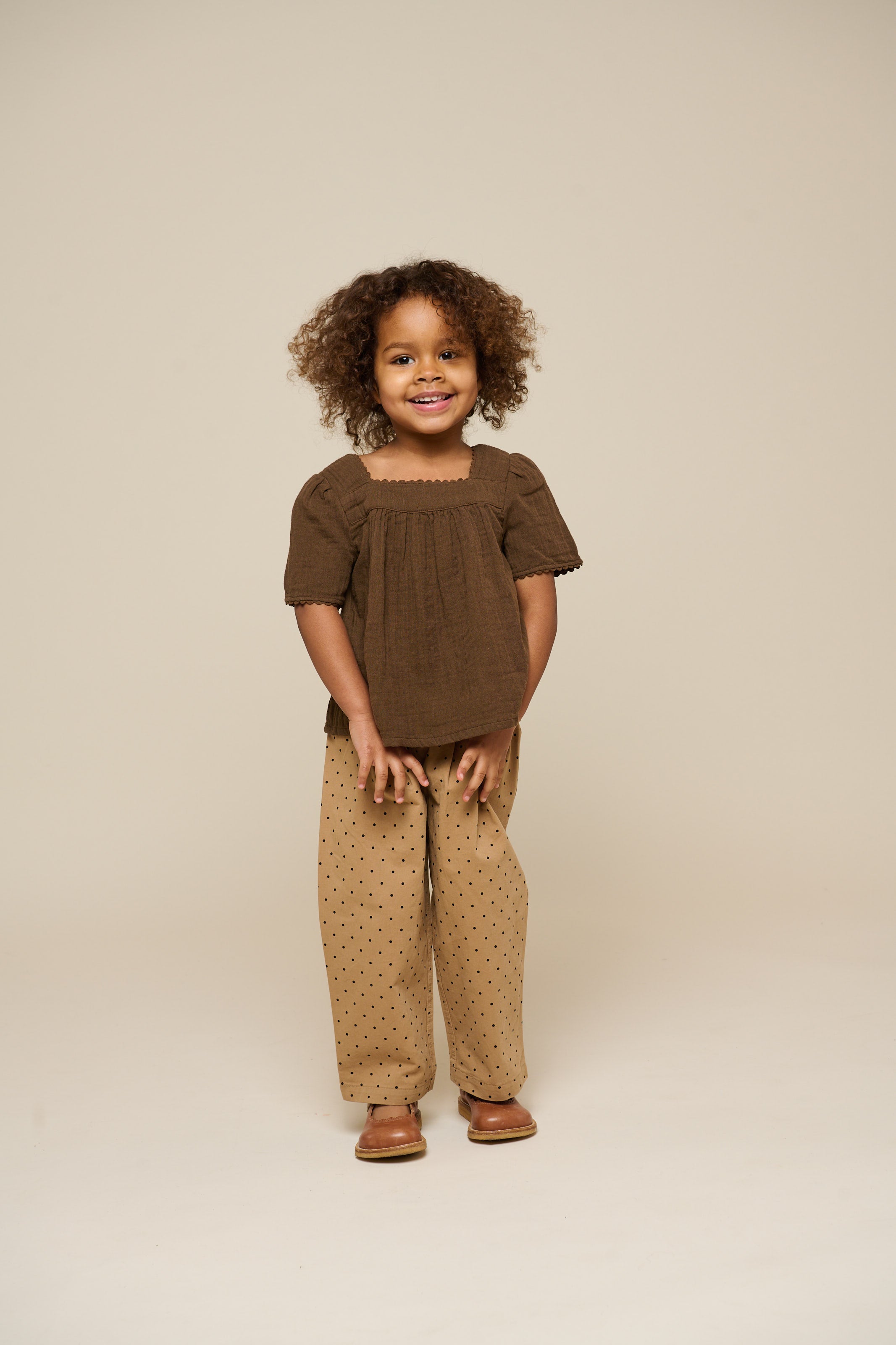 Gauze-Bluse mit Kurzen Ärmeln - Kids - Dark Brown | 100916 Jasmine
