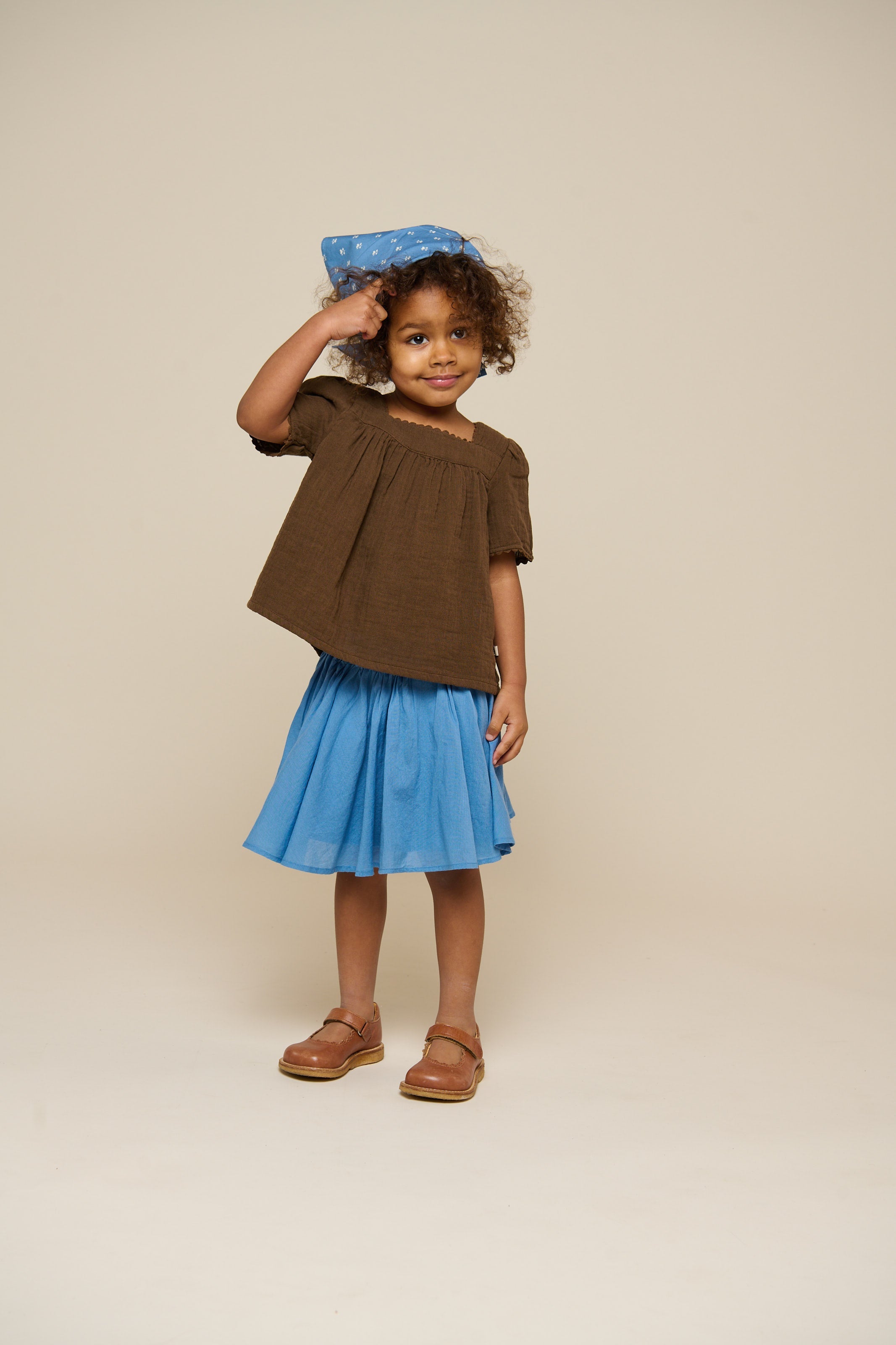 Gauze-Bluse mit Kurzen Ärmeln - Kids - Dark Brown | 100916 Jasmine