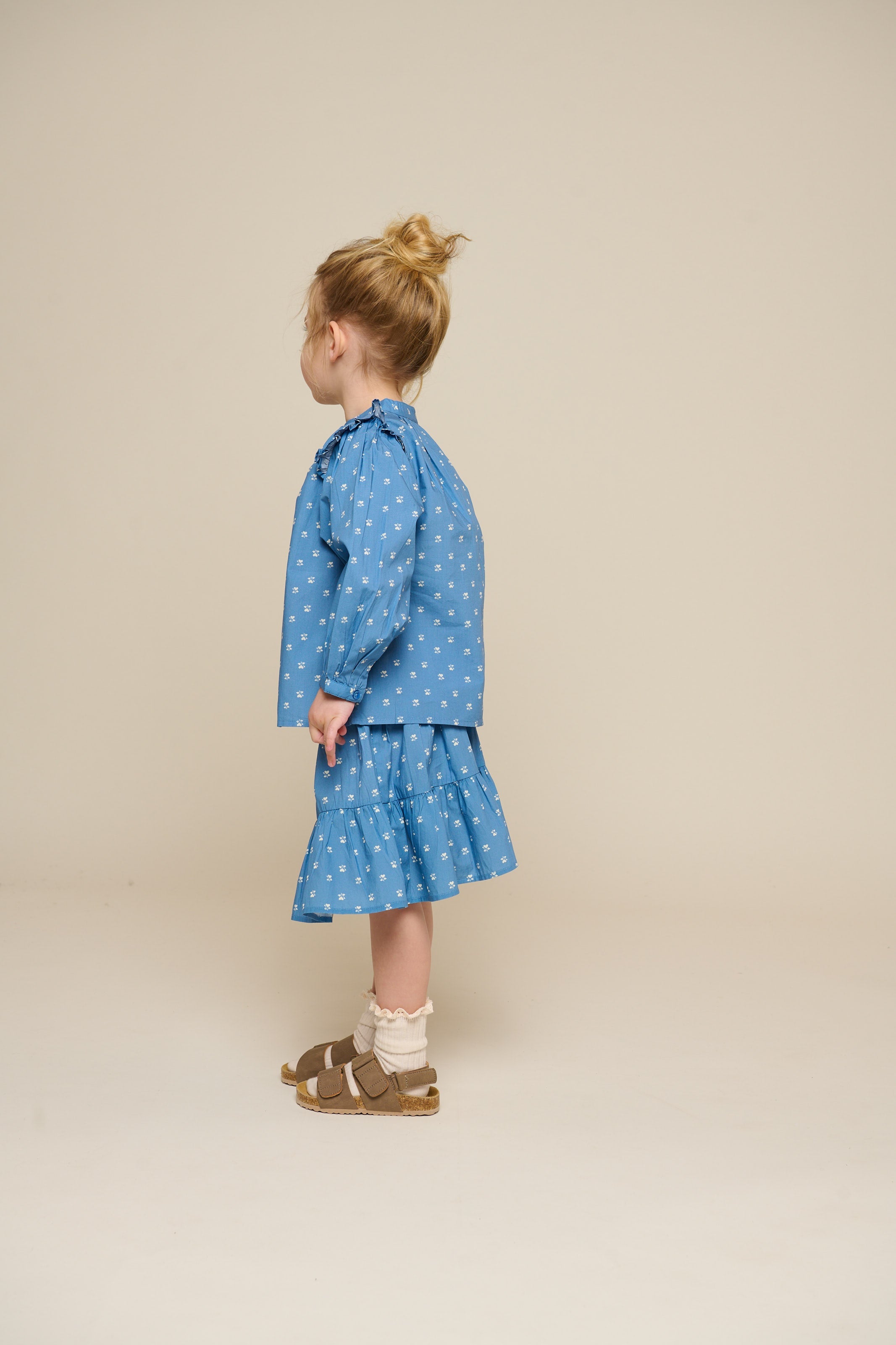 Bedruckte Popeline-Hemdbluse - Kids - Dusty Blue | 101056 Camilla
