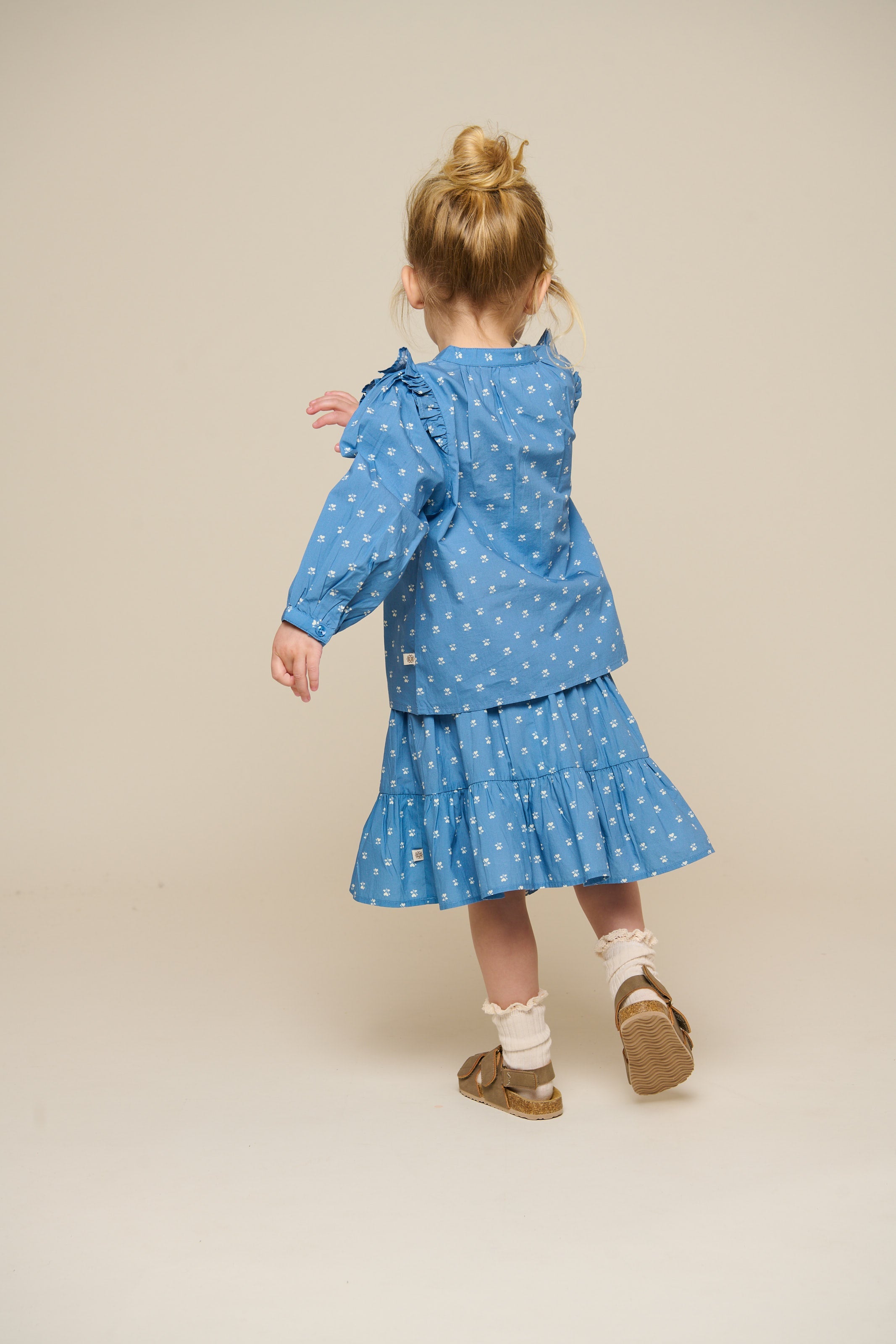 Bedruckte Popeline-Hemdbluse - Kids - Dusty Blue | 101056 Camilla