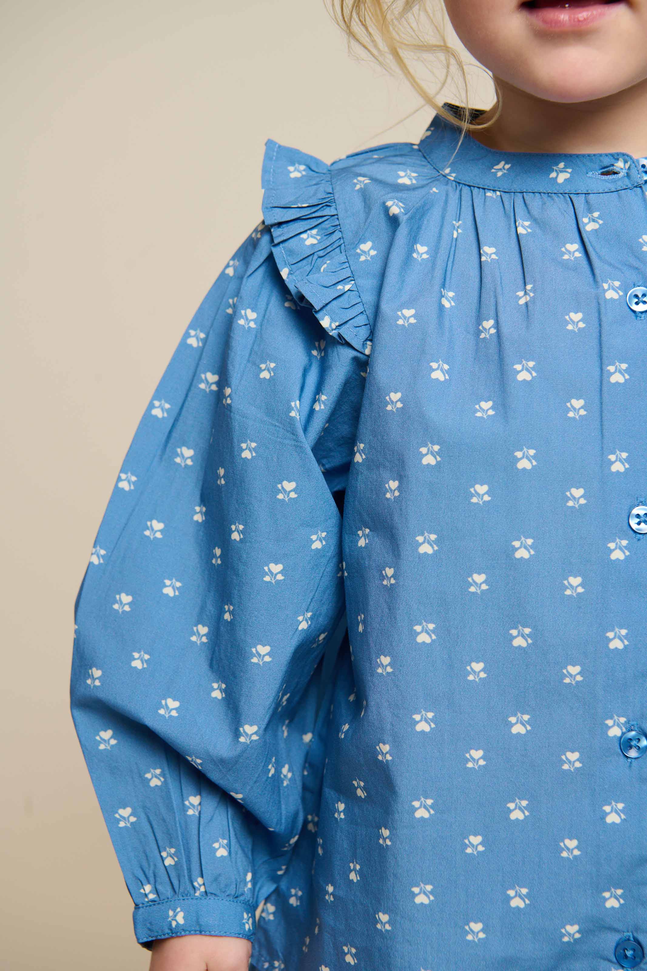 Bedruckte Popeline-Hemdbluse - Kids - Dusty Blue | 101056 Camilla