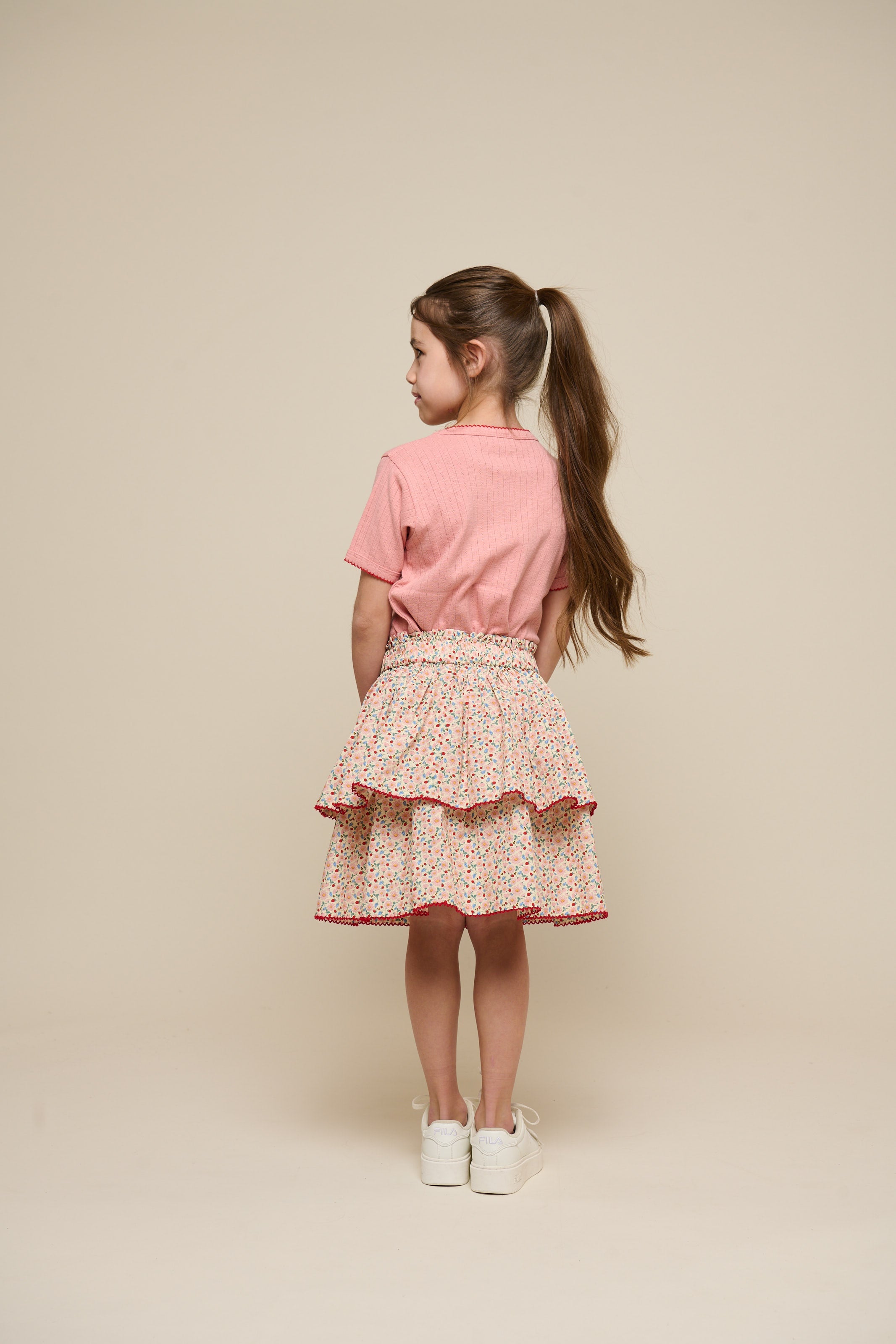 Poplin-Rock mit Blumenmuster und Rüsche - Tween - Rose | 100953 Poppy