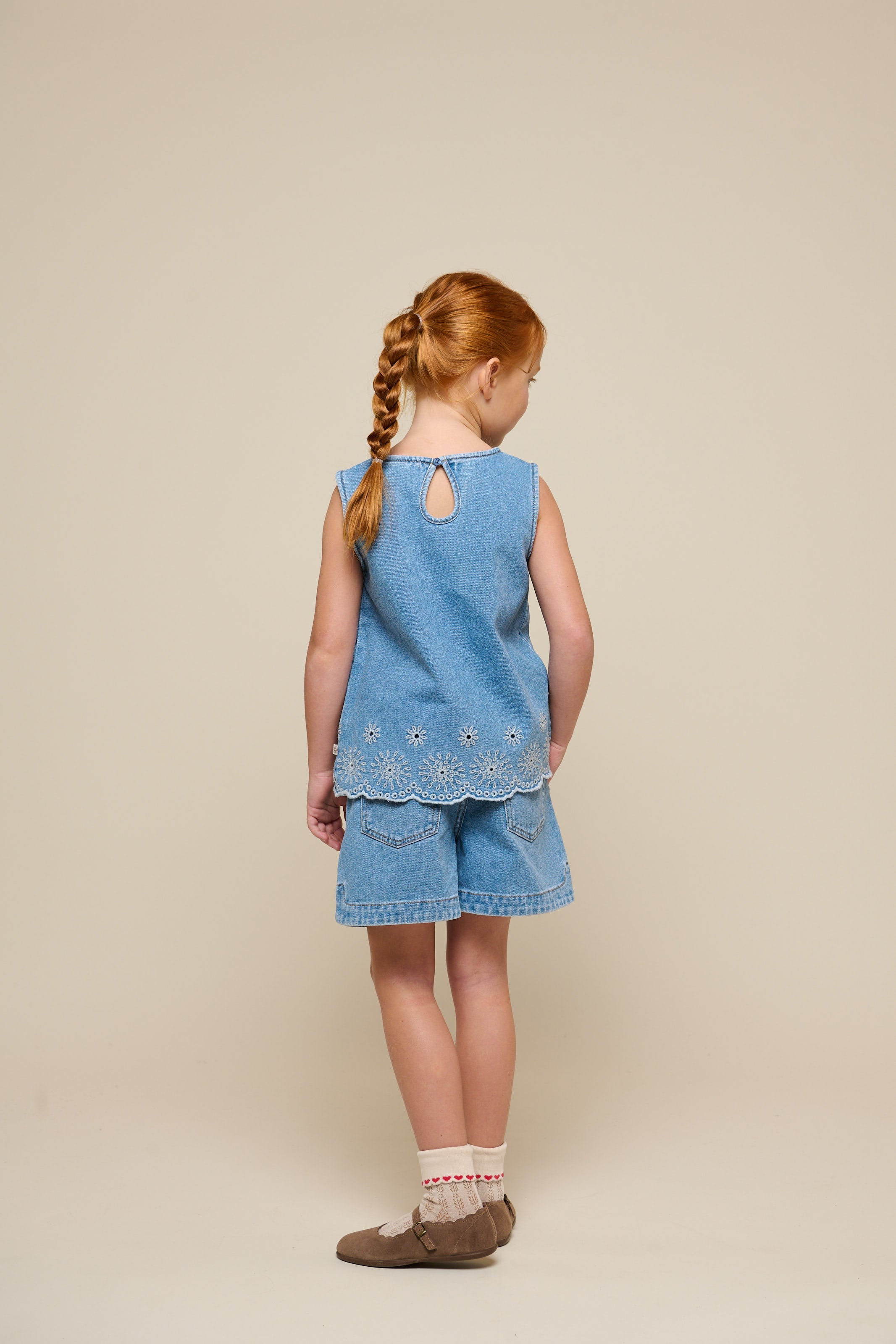 Besticktes Denim-Top - Kids - Light Blue Denim | 101020 Vera
