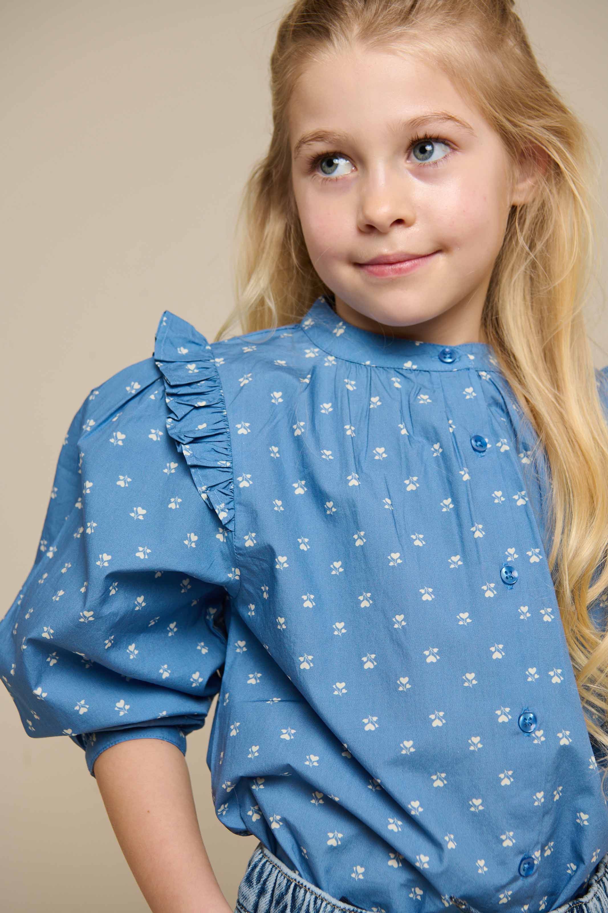 Bedruckte Popeline-Hemdbluse - Tween - Dusty Blue | 101087 Camilla