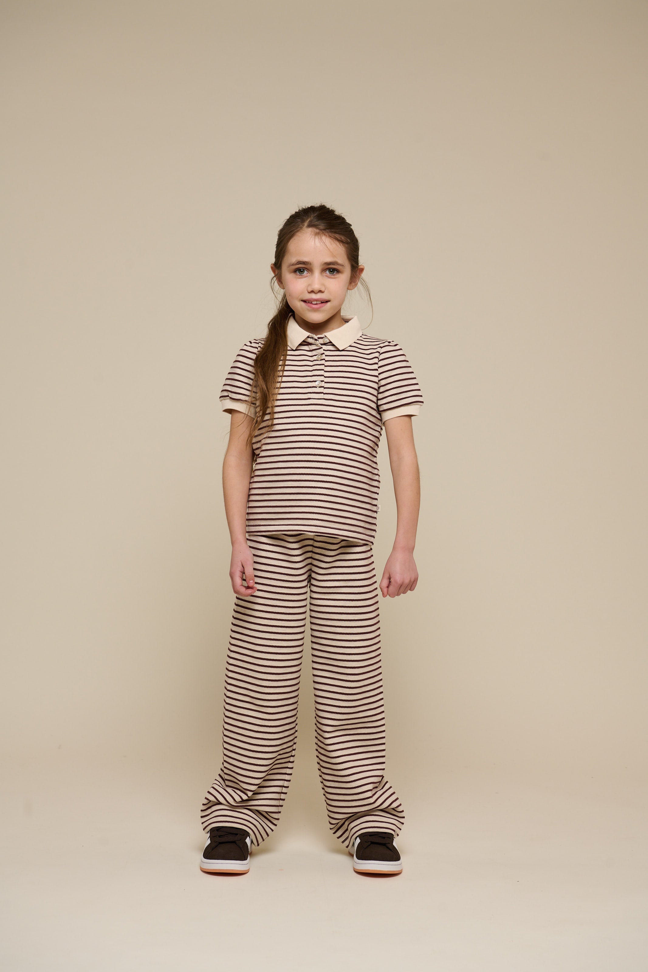Gestreifte Wide-Leg Jersey Hose - Tween - Brown | 100997 Emmie