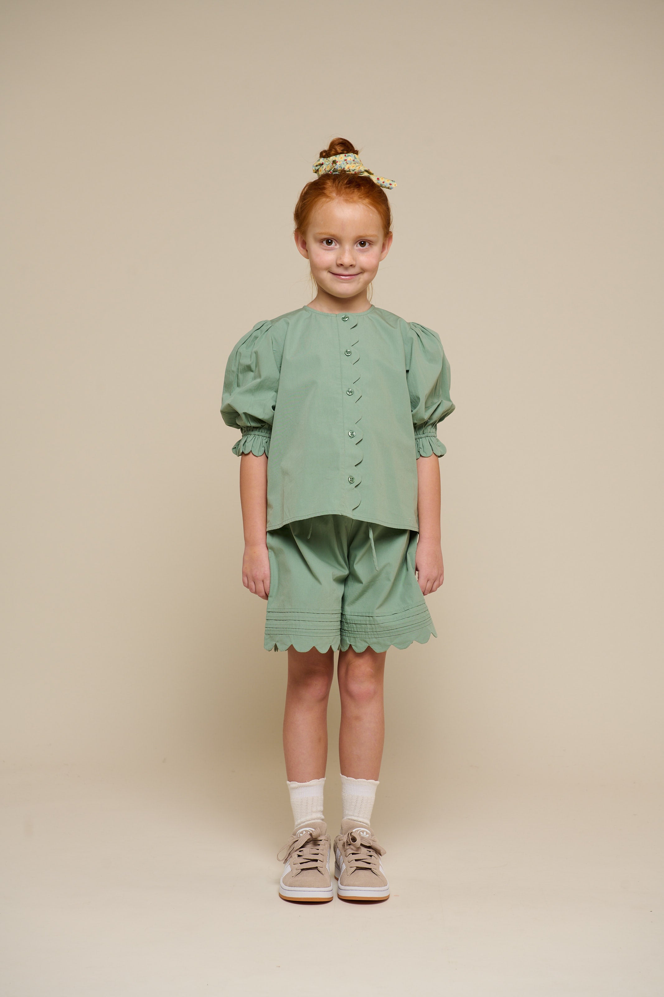 Popelinebluse mit Muschelkante - Tween - Dusty Green | 101078 Joy