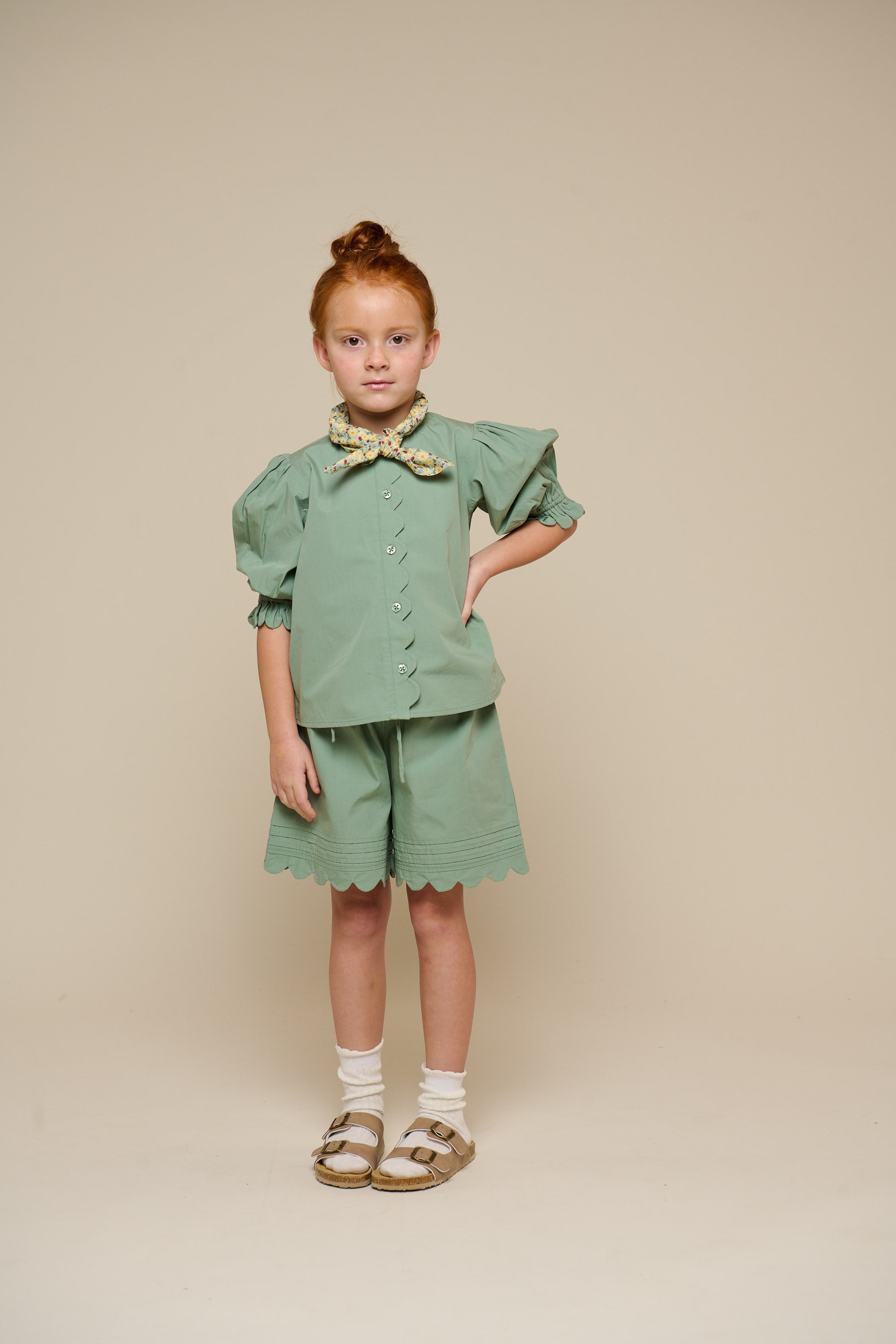 Popelineshorts mit Muschelkante - Tween - Dusty Green | 101076 Joy