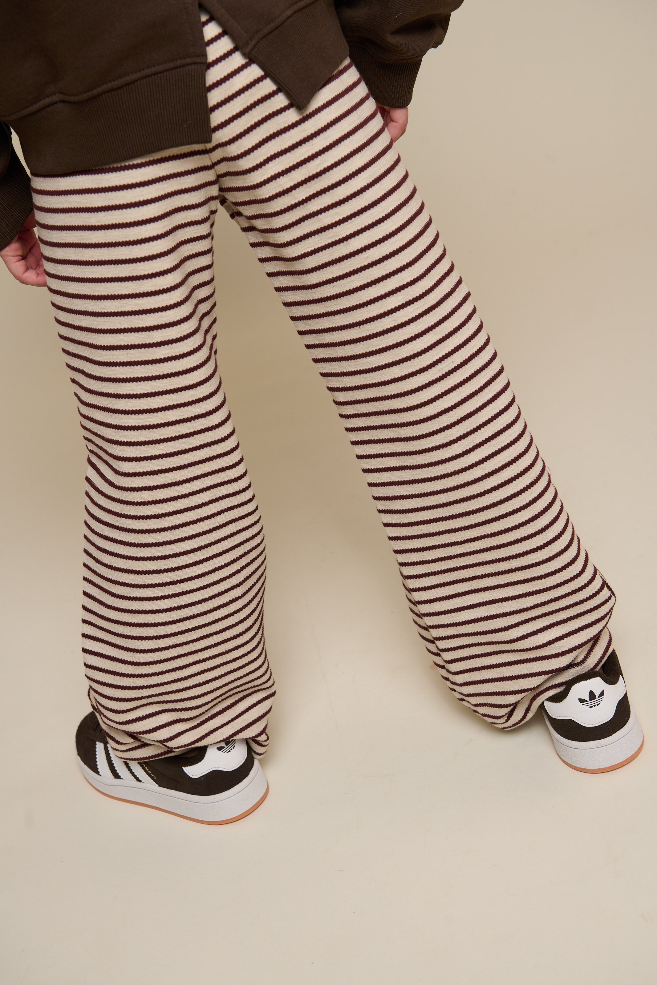 Gestreifte Wide-Leg Jersey Hose - Tween - Brown | 100997 Emmie
