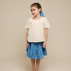 Bedruckter Popeline-Rock - Tween - Dusty Blue | 101085 Camilla