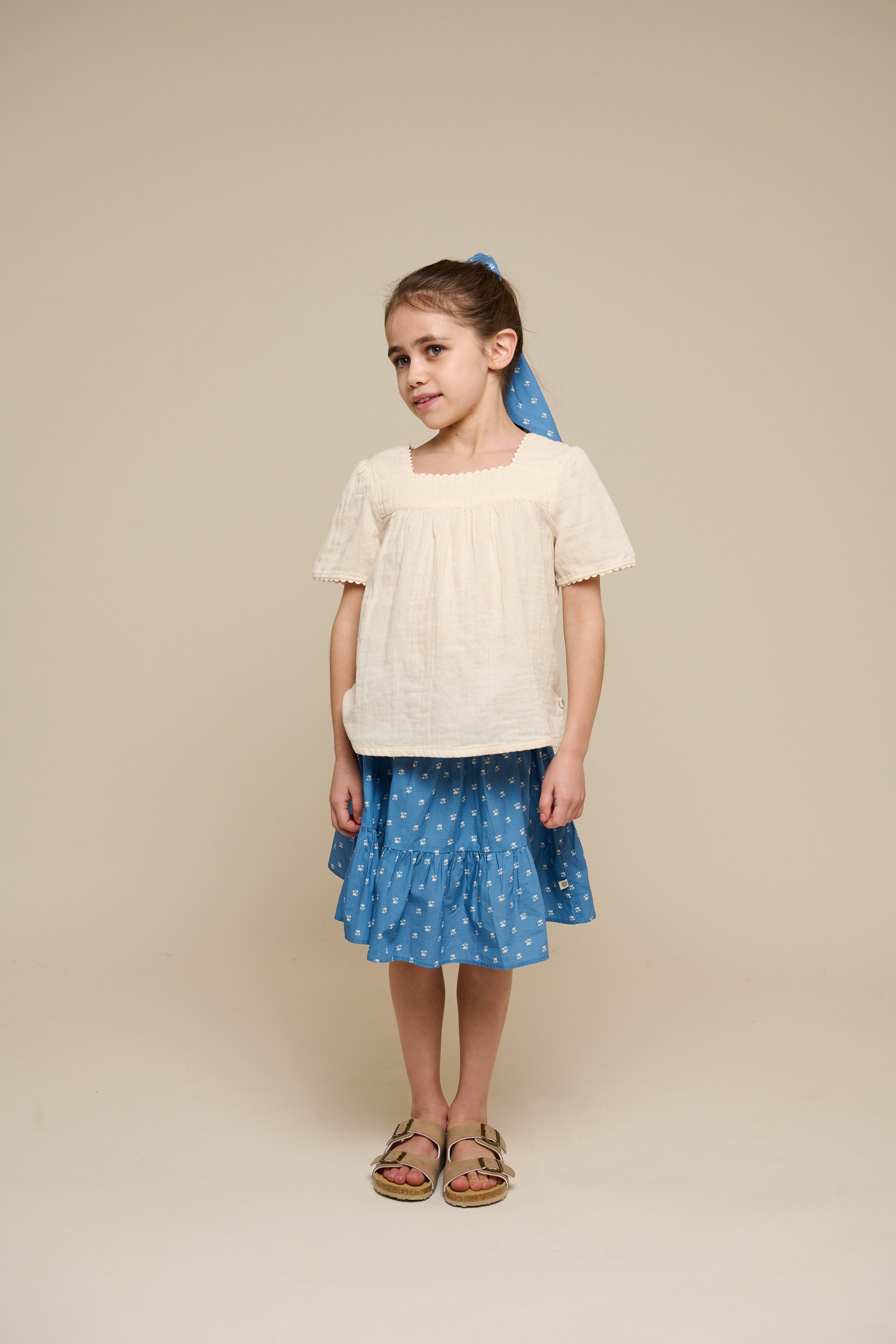 Bedruckter Popeline-Rock - Tween - Dusty Blue | 101085 Camilla