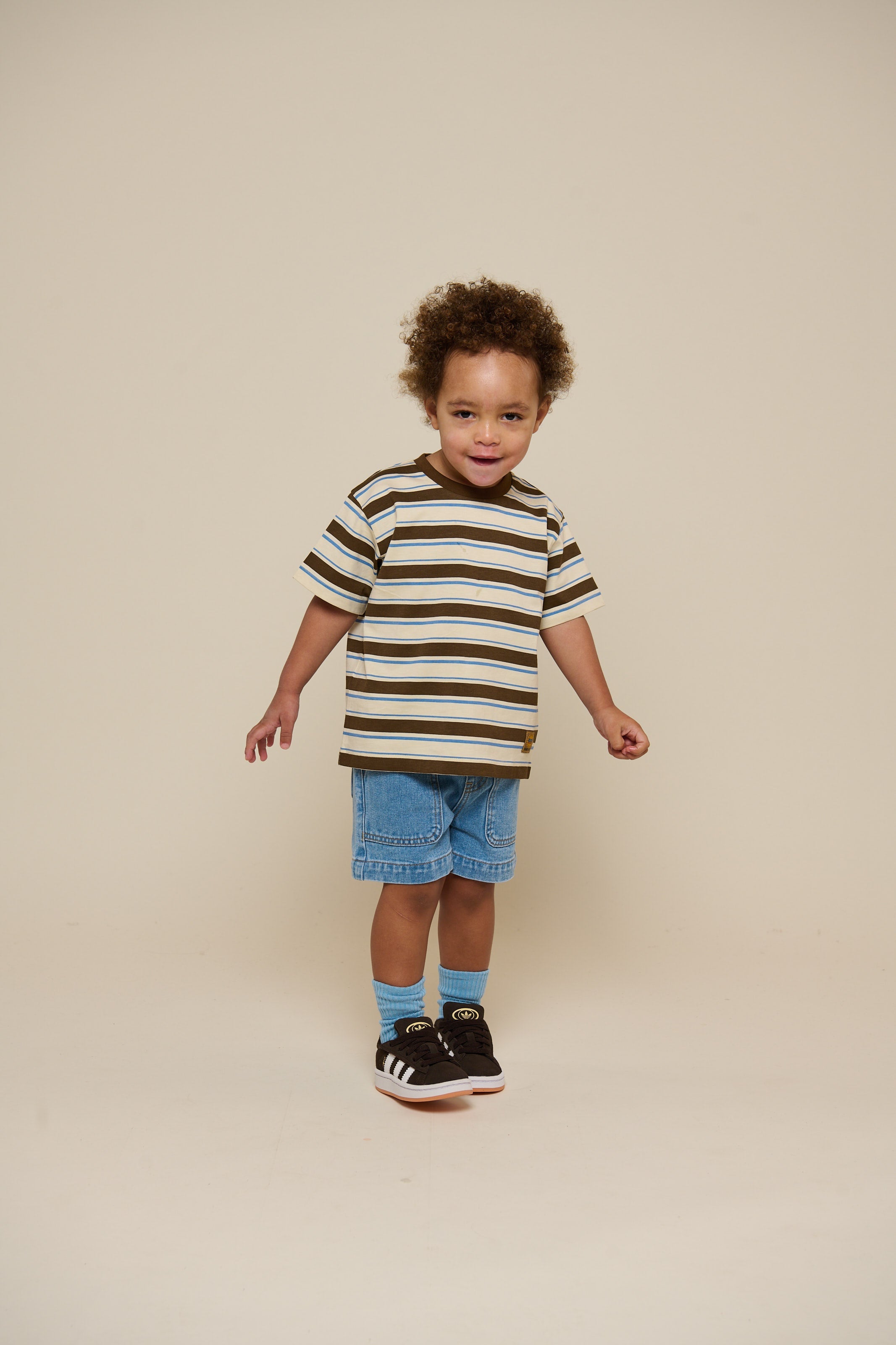 Retro Striped T-shirt - Kids - Dark Brown | 101273 Steven