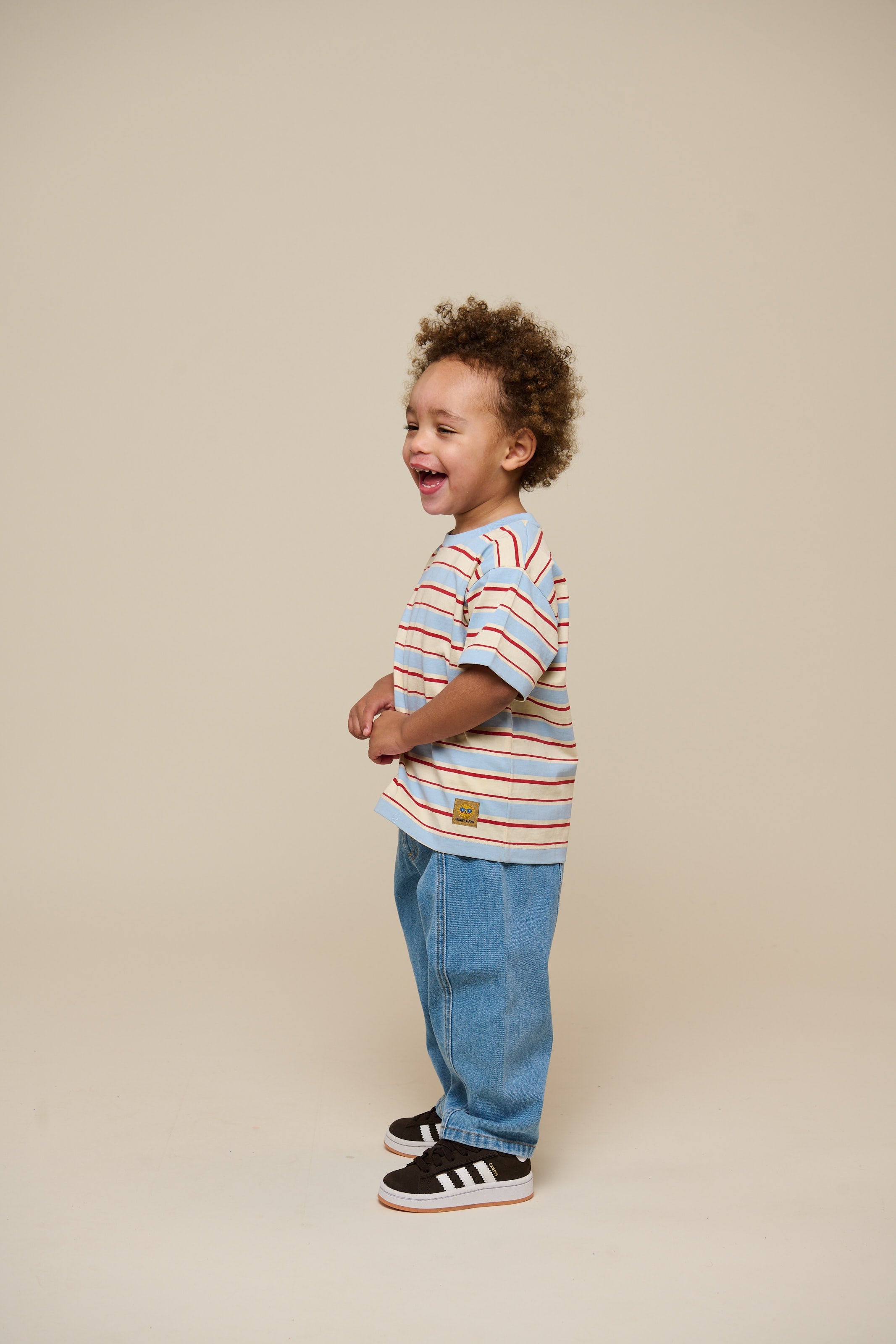 Retro Gestreiftes T-Shirt - Kids - Powder Blue | 101275 Steven