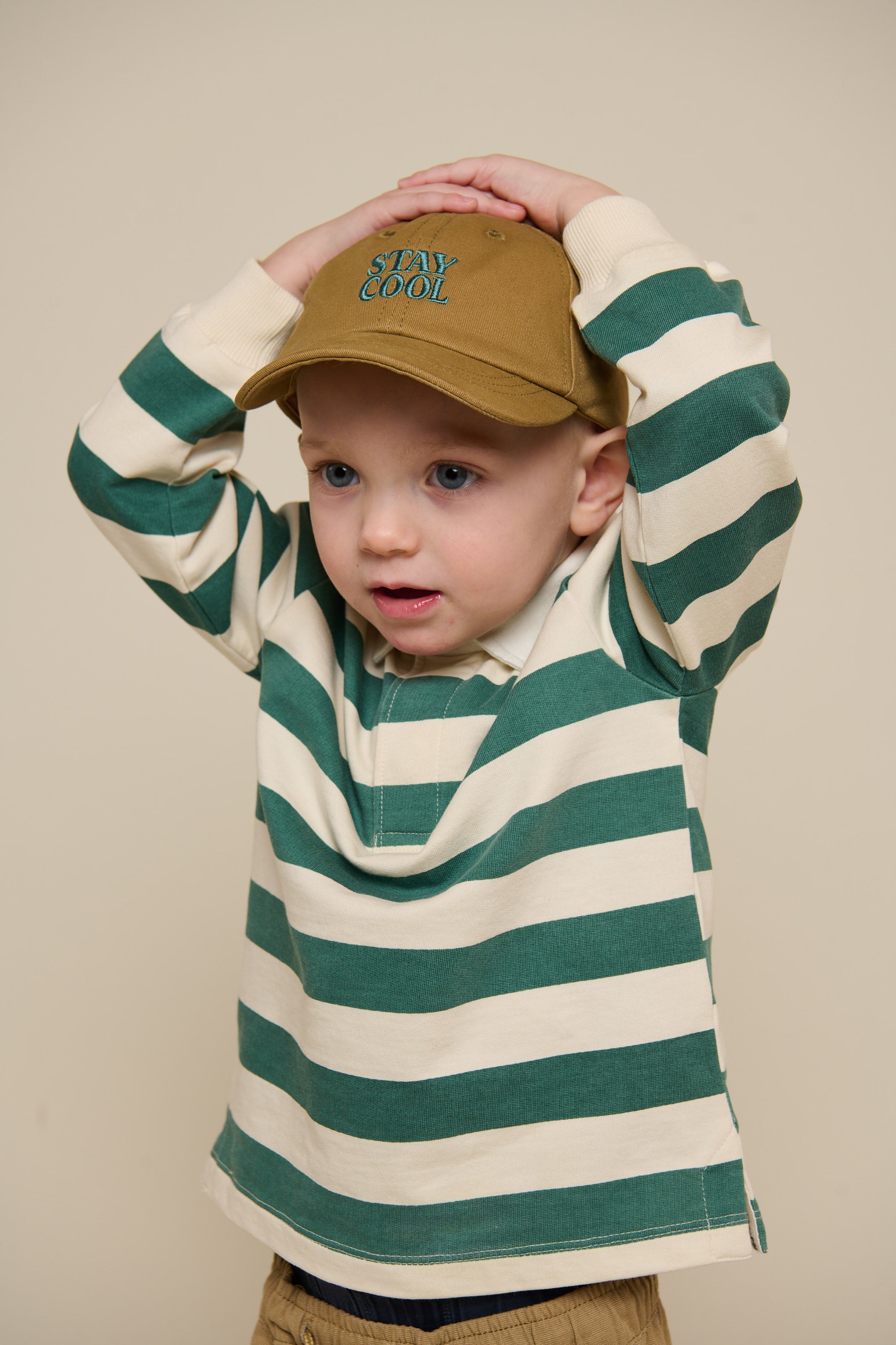 Gestreiftes Polo-Sweatshirt - Kids - Tropical Green/Offwhite | 101340 Marco
