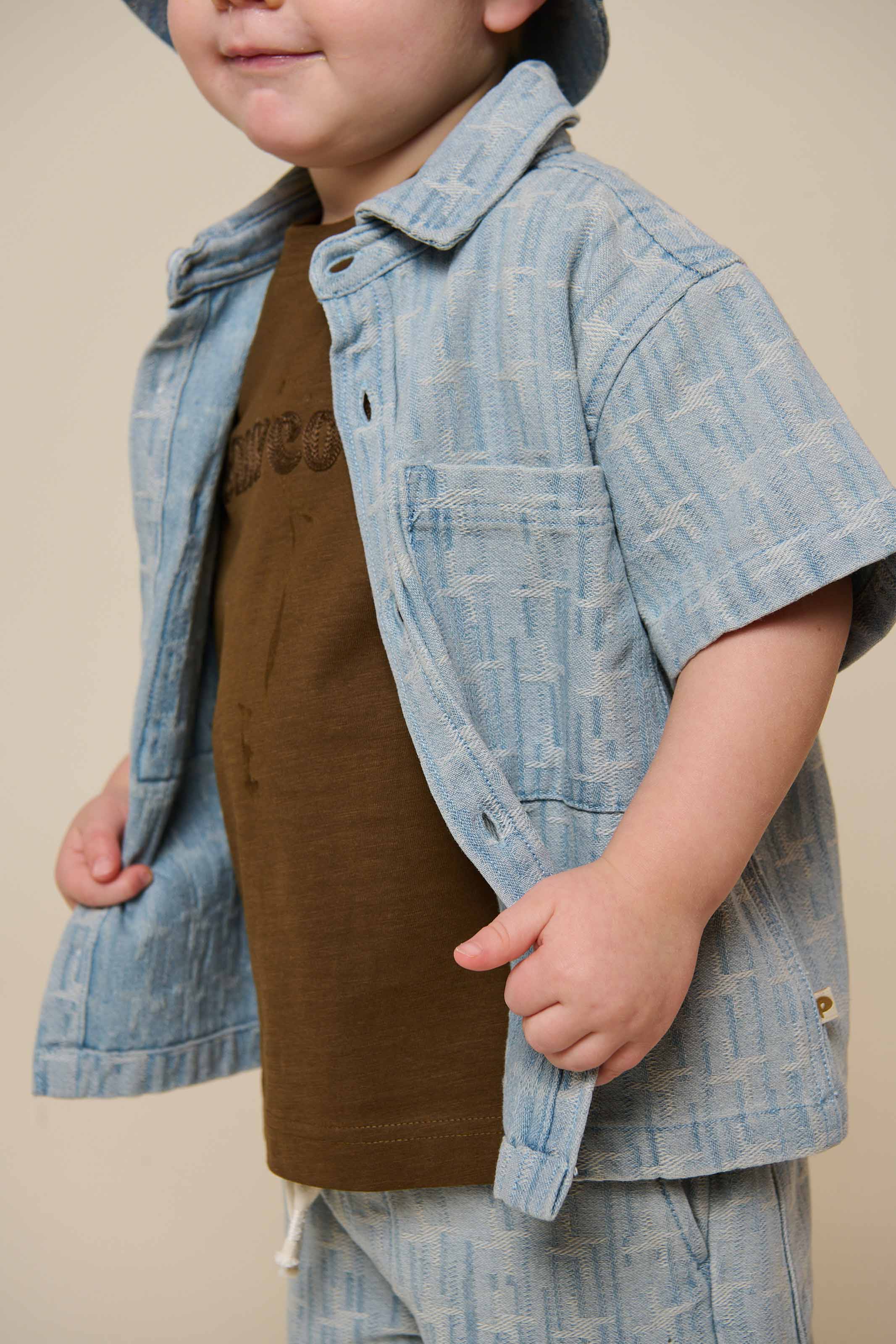 Jacquard-Denim-Kurzarmhemdjacke - Kids - Blue Denim | 101060 Kyle