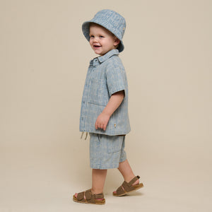 Jacquard-Denim-Kurzarmhemdjacke - Kids - Blue Denim | 101060 Kyle