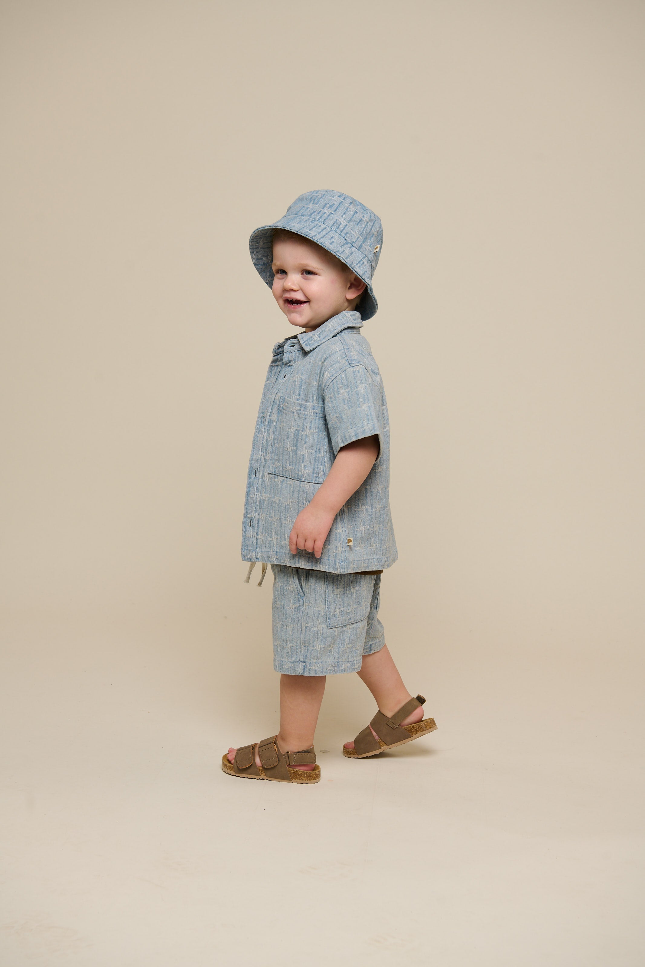 Jacquard-Denim-Kurzarmhemdjacke - Kids - Blue Denim | 101060 Kyle