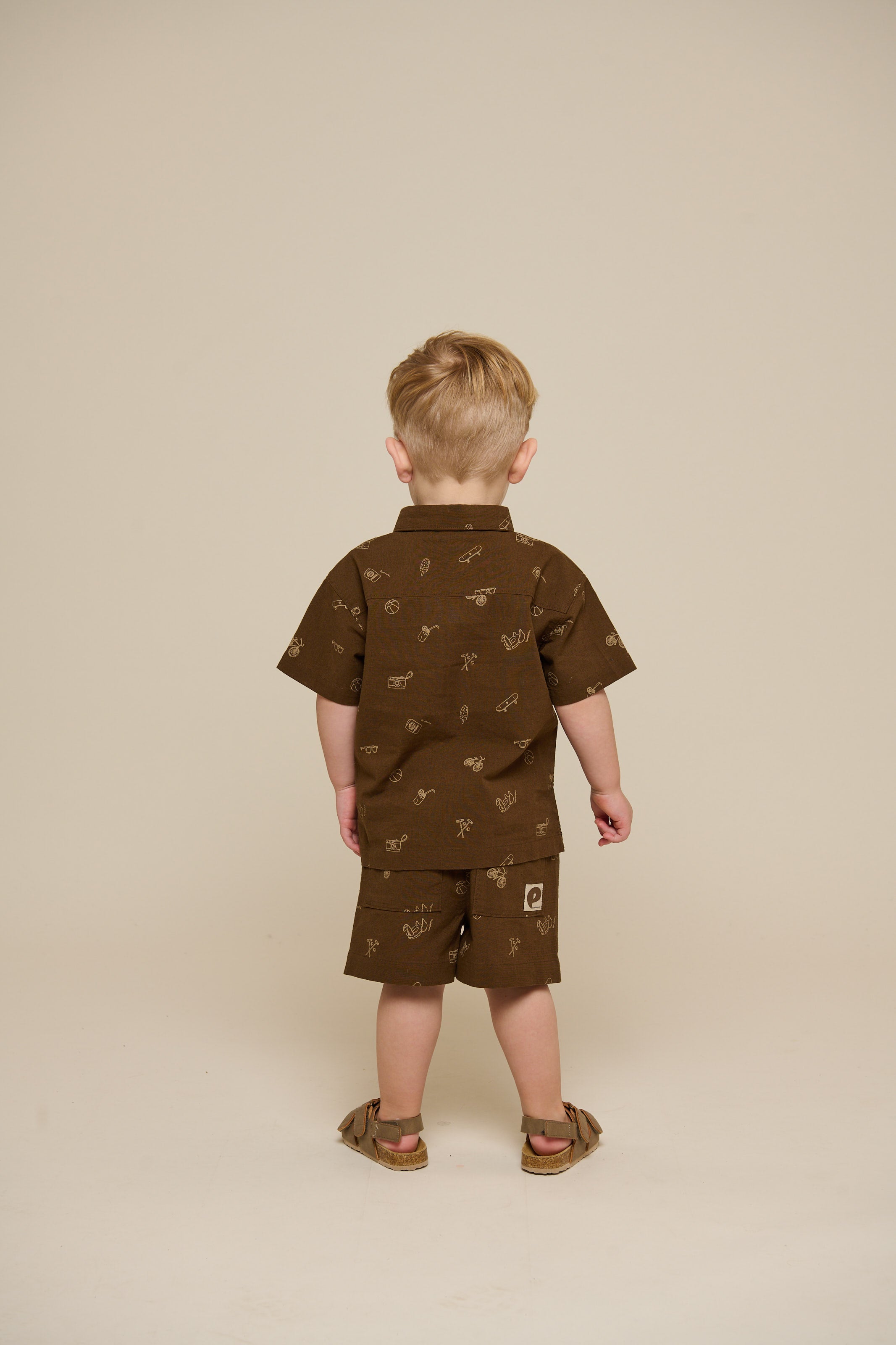 Bedrucktes Leinenmix Hemd - Kids - Dark Brown | 101167 William