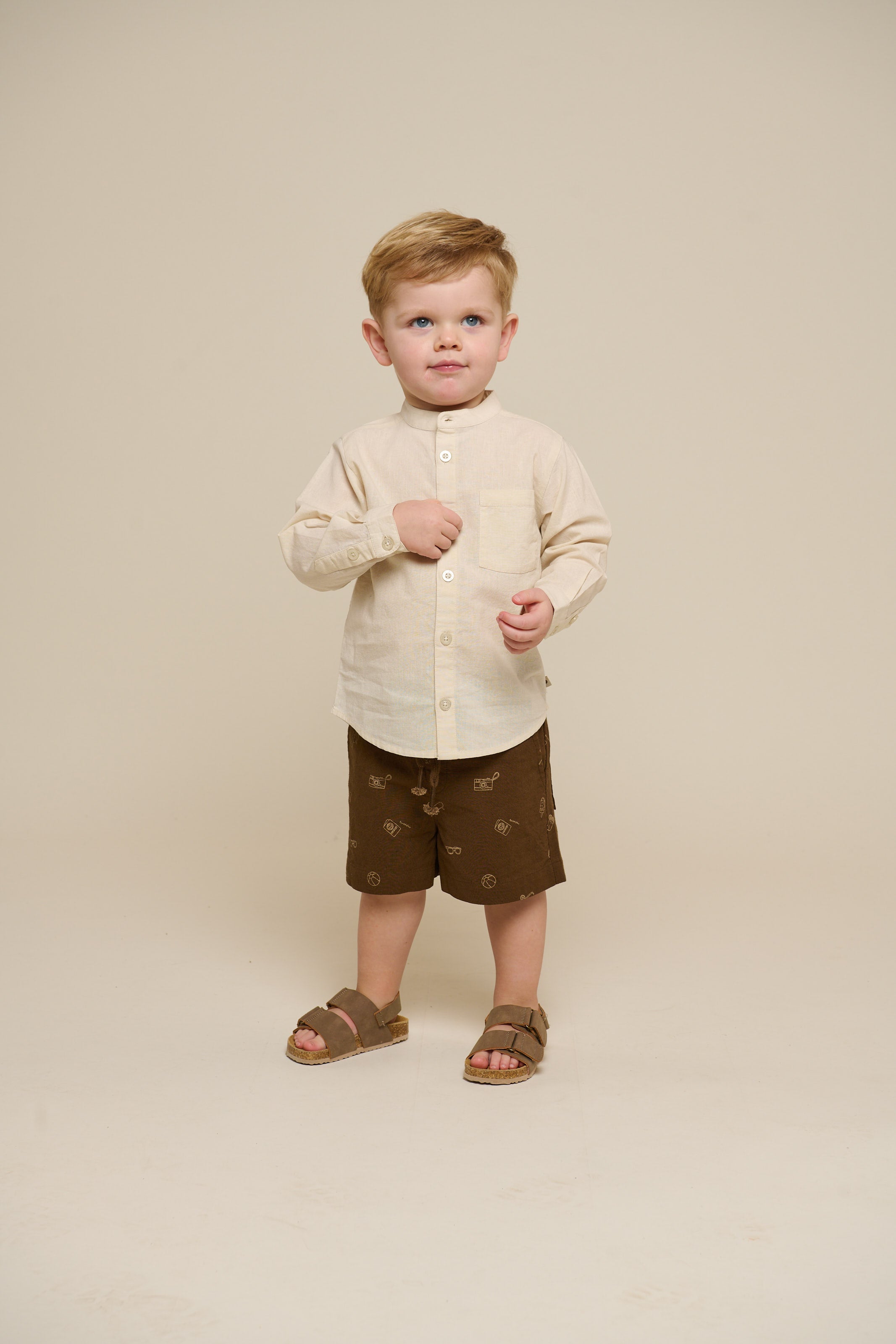 Leinenmischung Hemd mit Stehkragen - Kids - Offwhite | 101201 Lucca