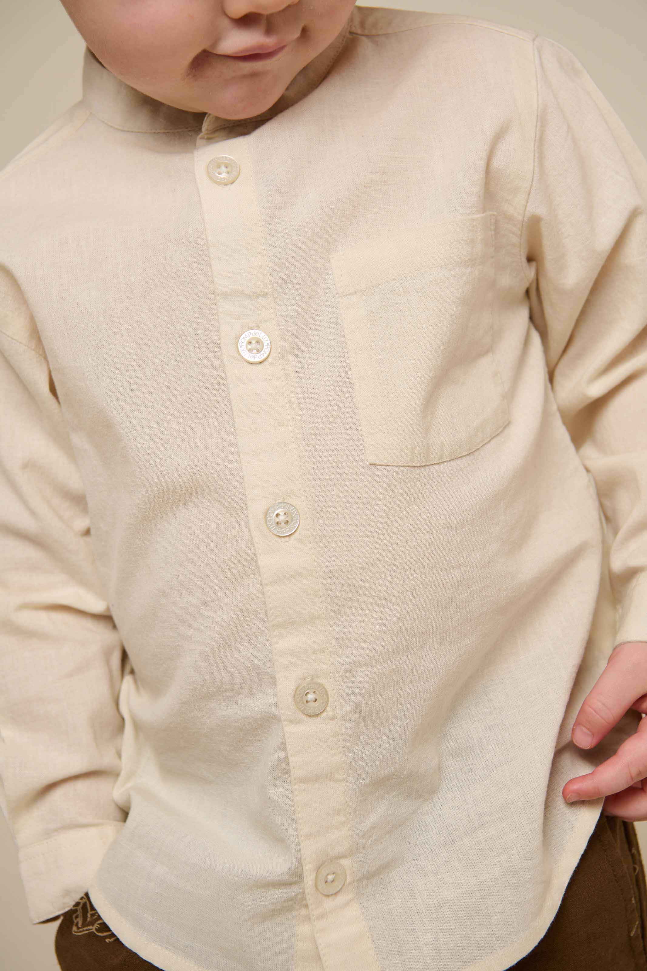 Leinenmischung Hemd mit Stehkragen - Kids - Offwhite | 101201 Lucca
