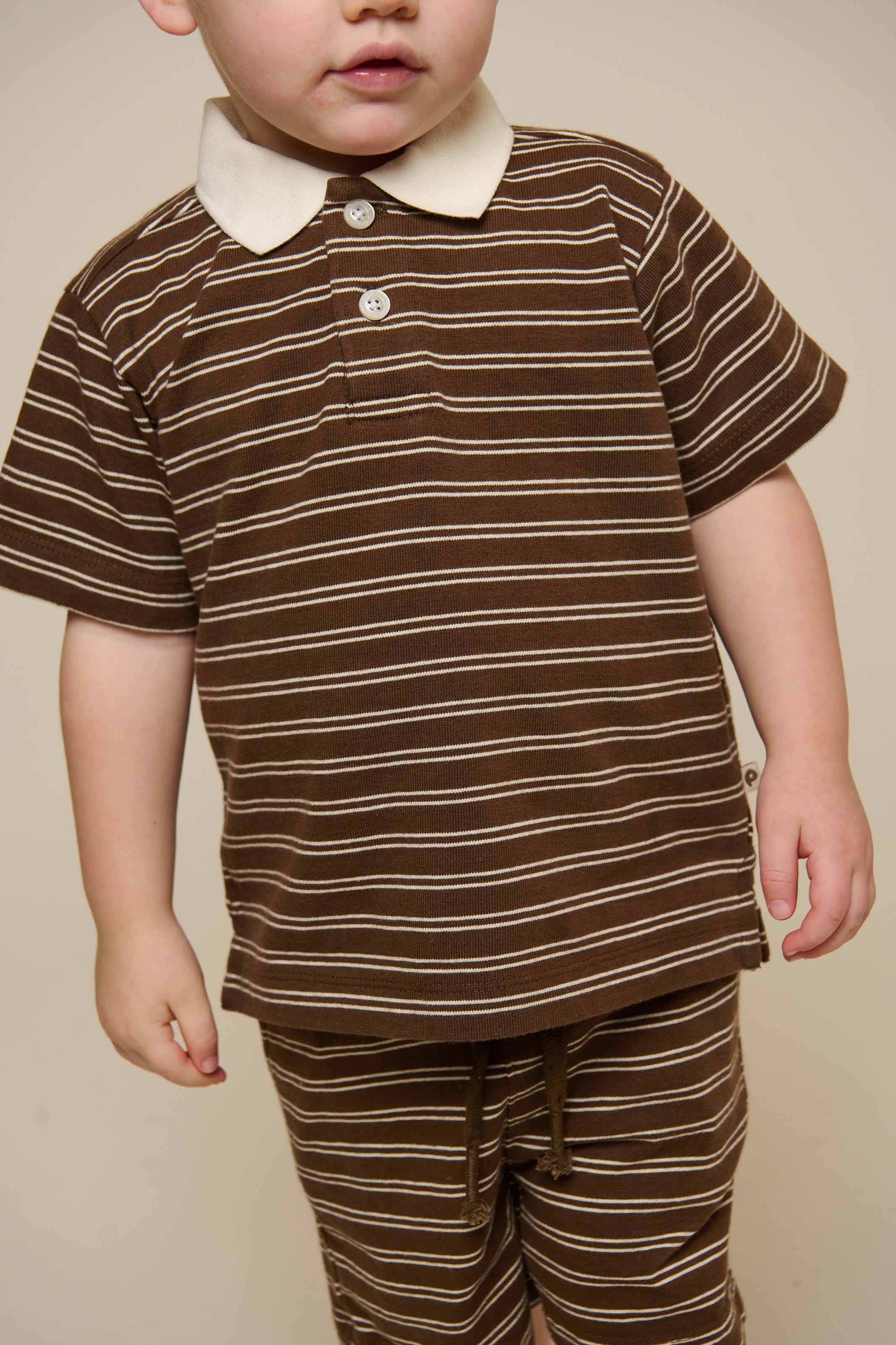 Gestreiftes Jersey-Poloshirt - Kids - Dark Brown | 101173 Otto