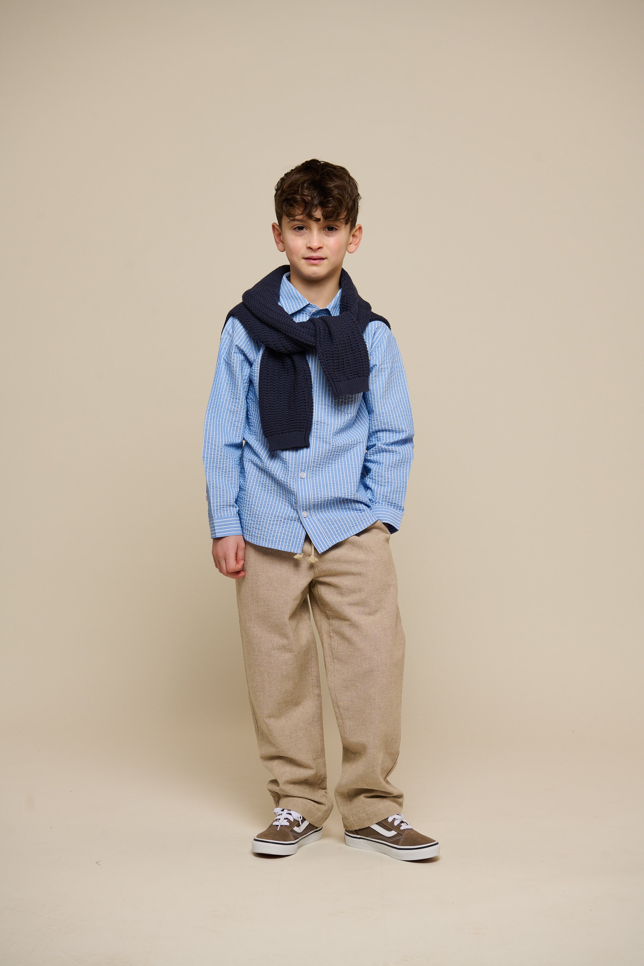 Gestreiftes Seersucker-Hemd mit Rippbündchen - Kids - Blue Stripe | 101348 Patrick