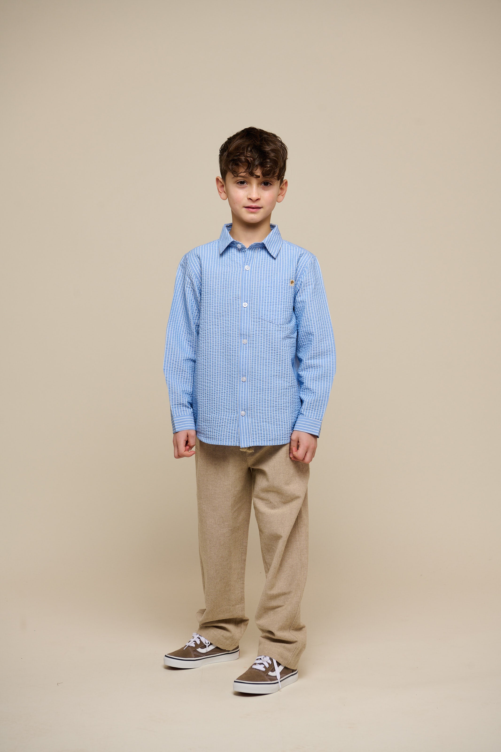 Gestreiftes Seersucker-Hemd - Tween - Blue Stripe | 101347 Patrick