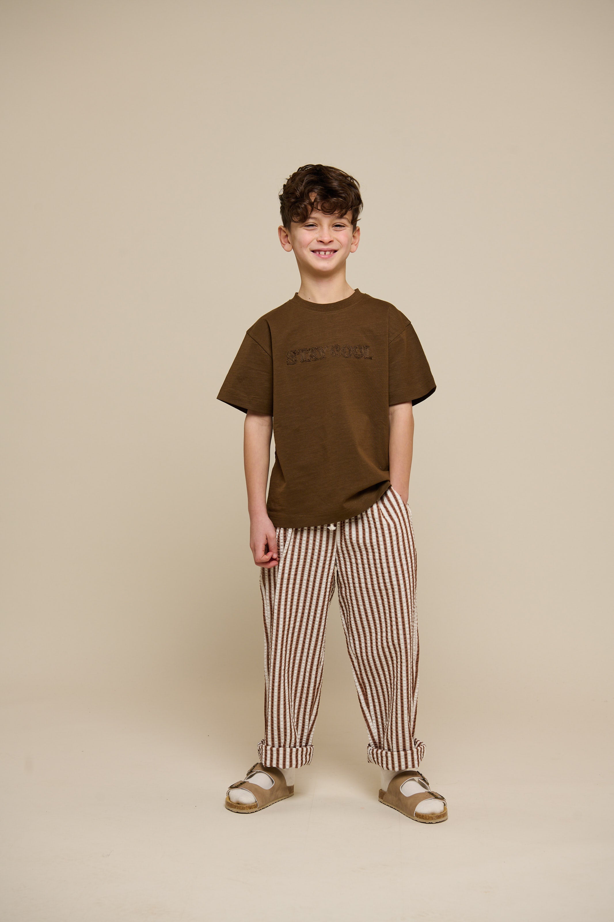 Gestreifte Seersucker Hose - Tween - Brown | 101190 Frank