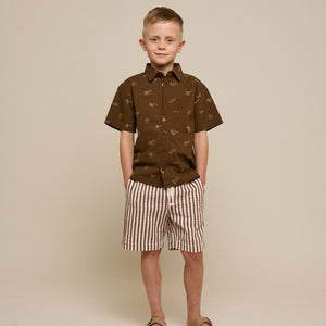 Bedrucktes Leinenmix Hemd - Tween - Dark Brown | 101168 William