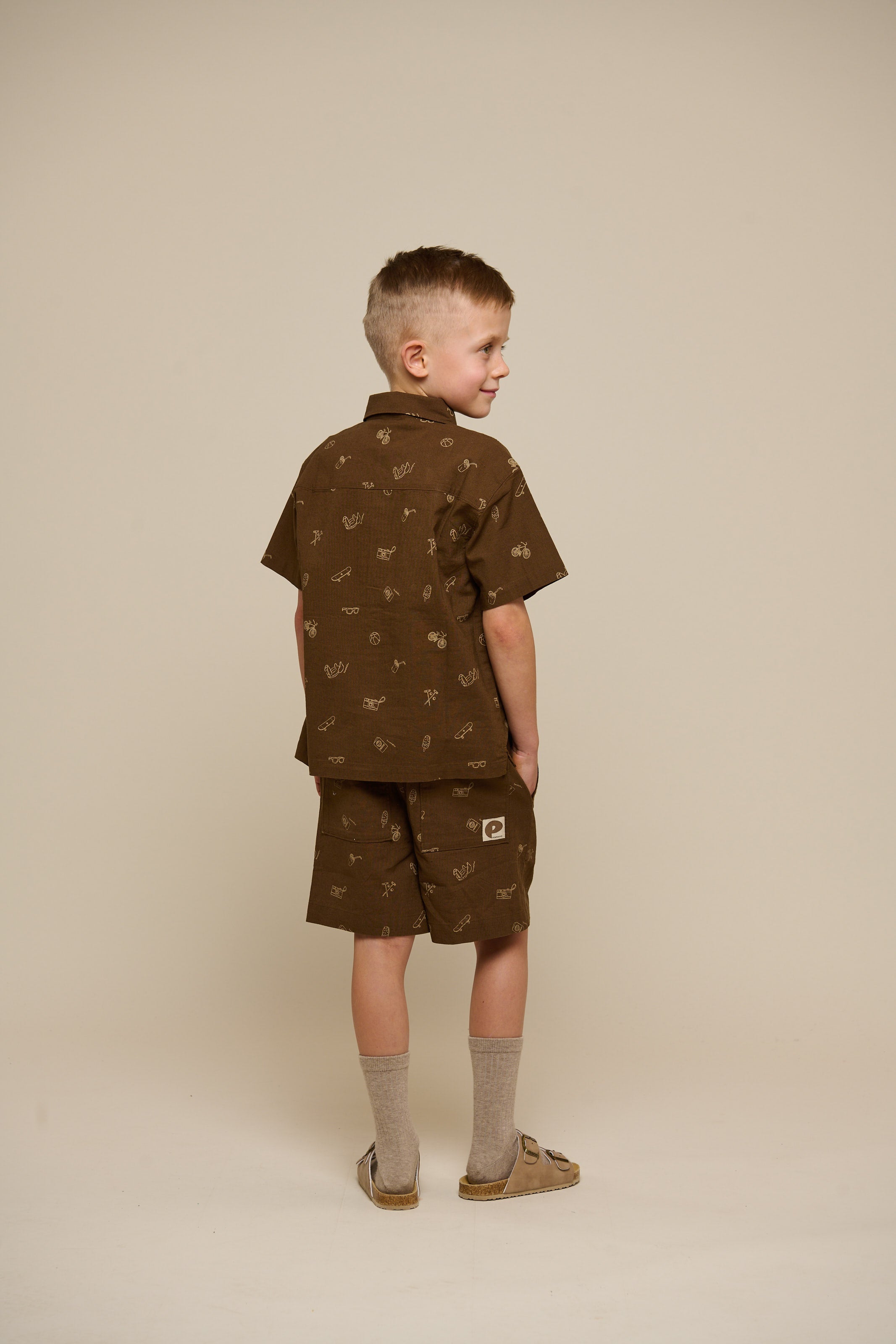 Bedrucktes Leinenmix Hemd - Tween - Dark Brown | 101168 William