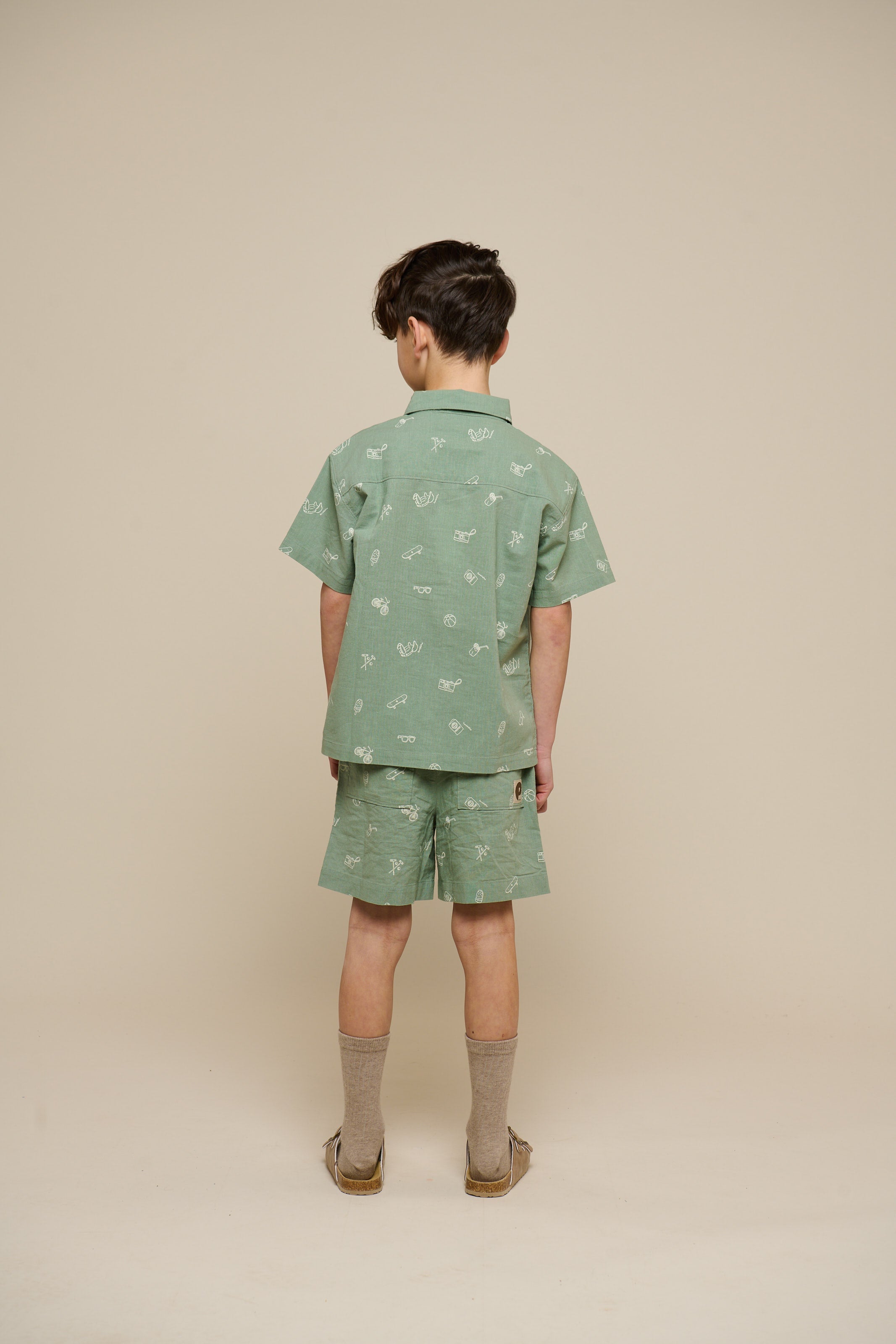 Bedruckte Leinenmix Shorts - Tween - Dusty Green | 101170 William