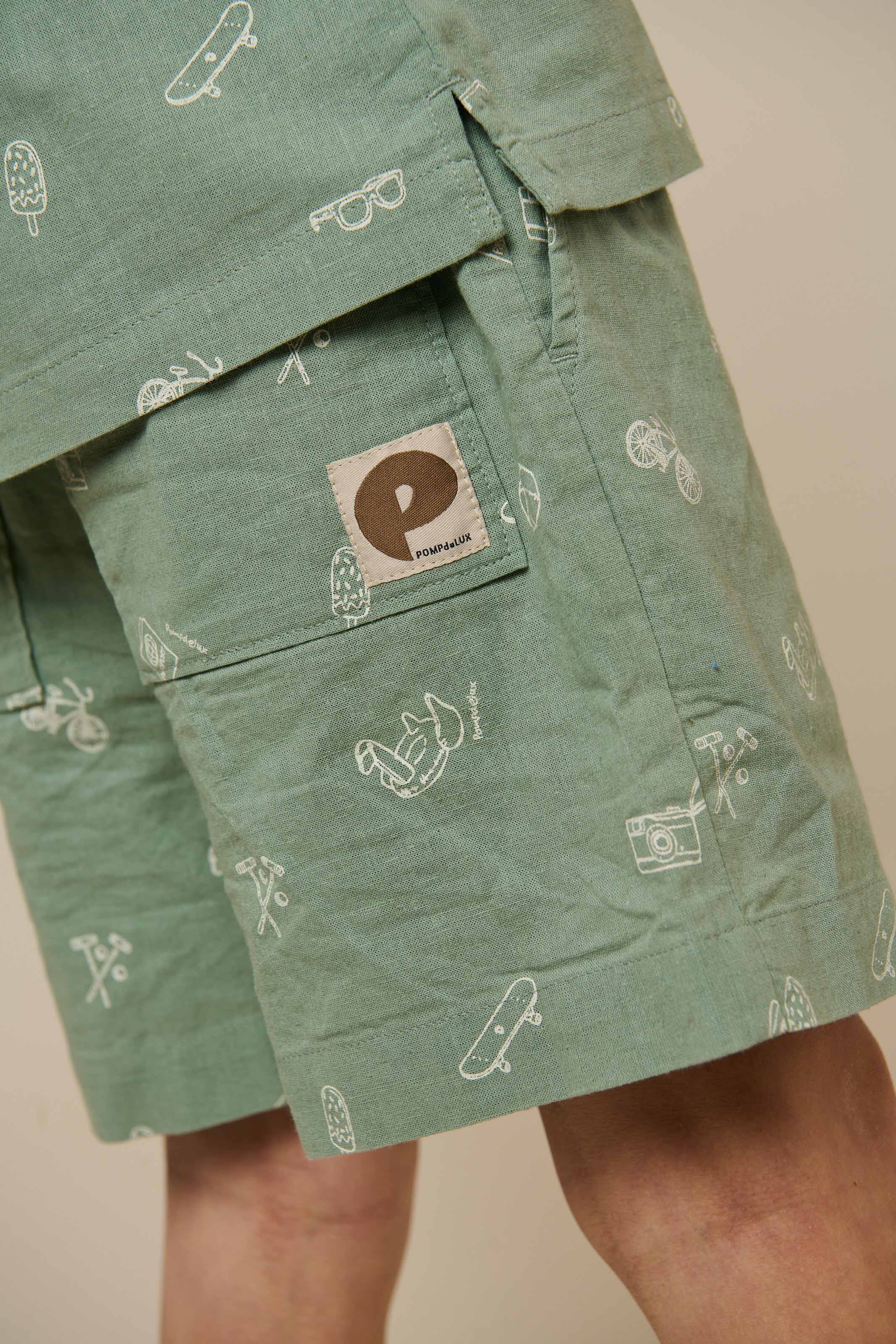 Bedruckte Leinenmix Shorts - Tween - Dusty Green | 101170 William