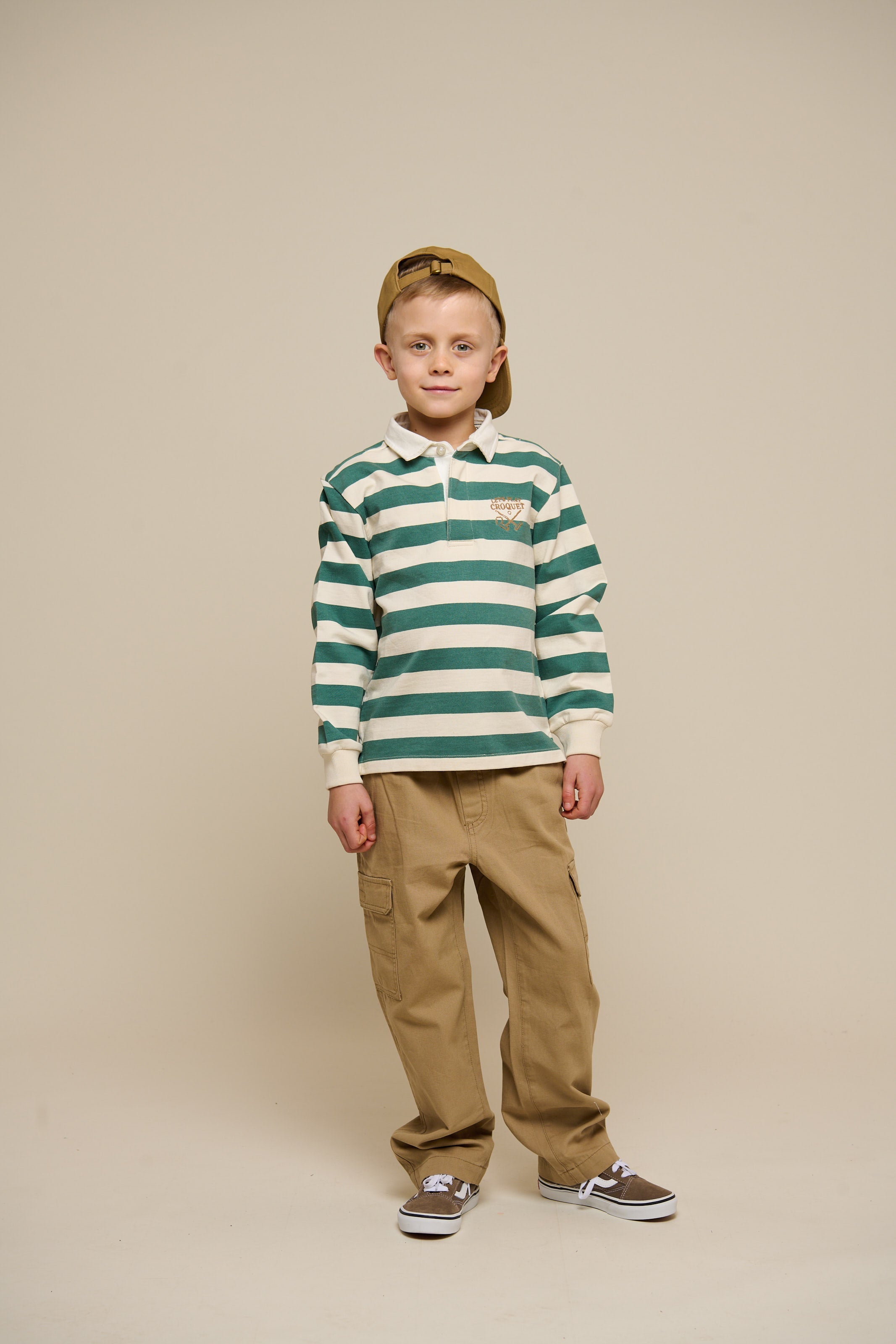 Gestreiftes Polo-Sweatshirt - Tween - Tropical Green/Offwhite | 101341 Marco