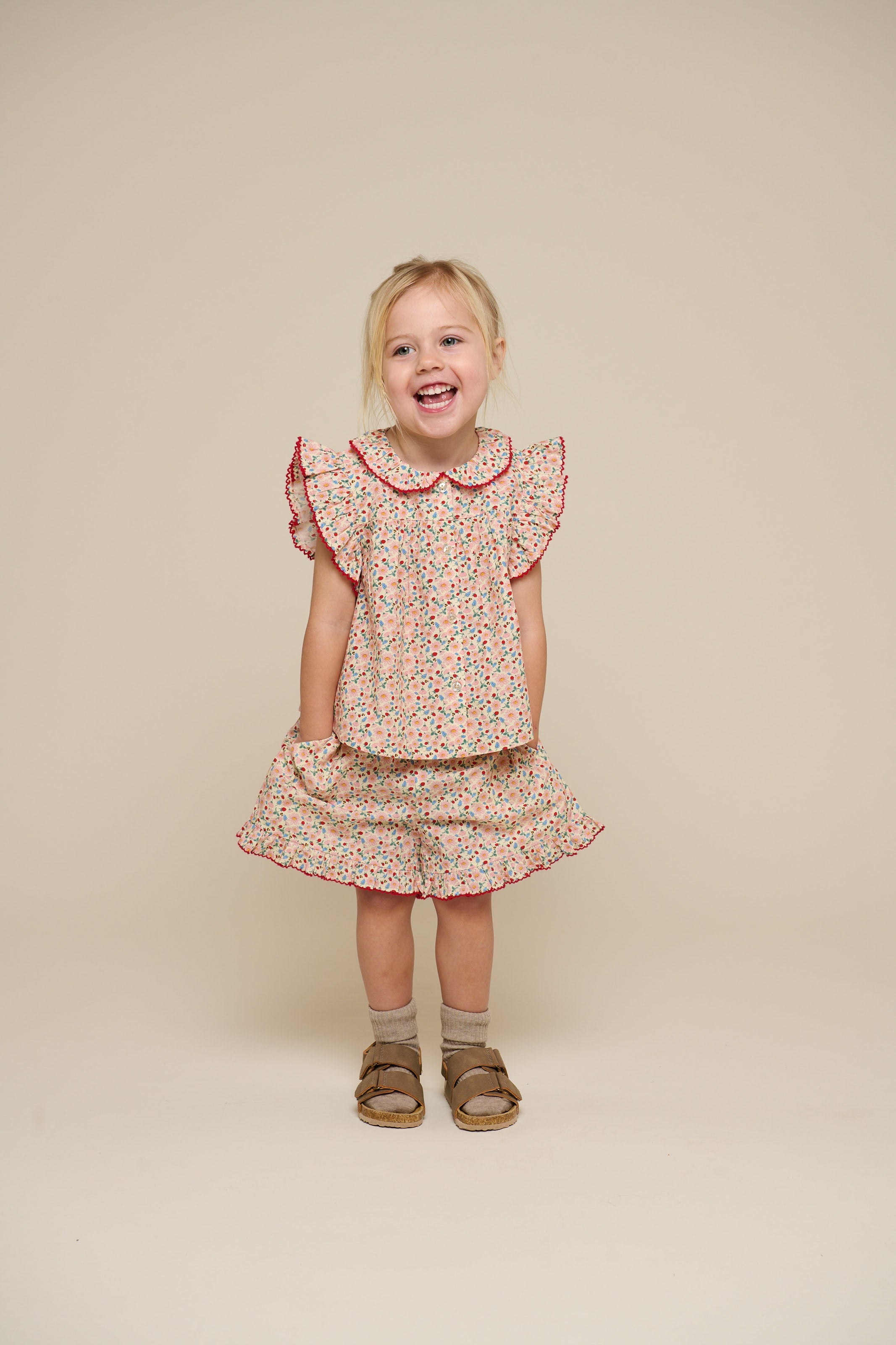 Blumenbedruckte Poplin Shorts - Kids - Rose | 100956 Poppy