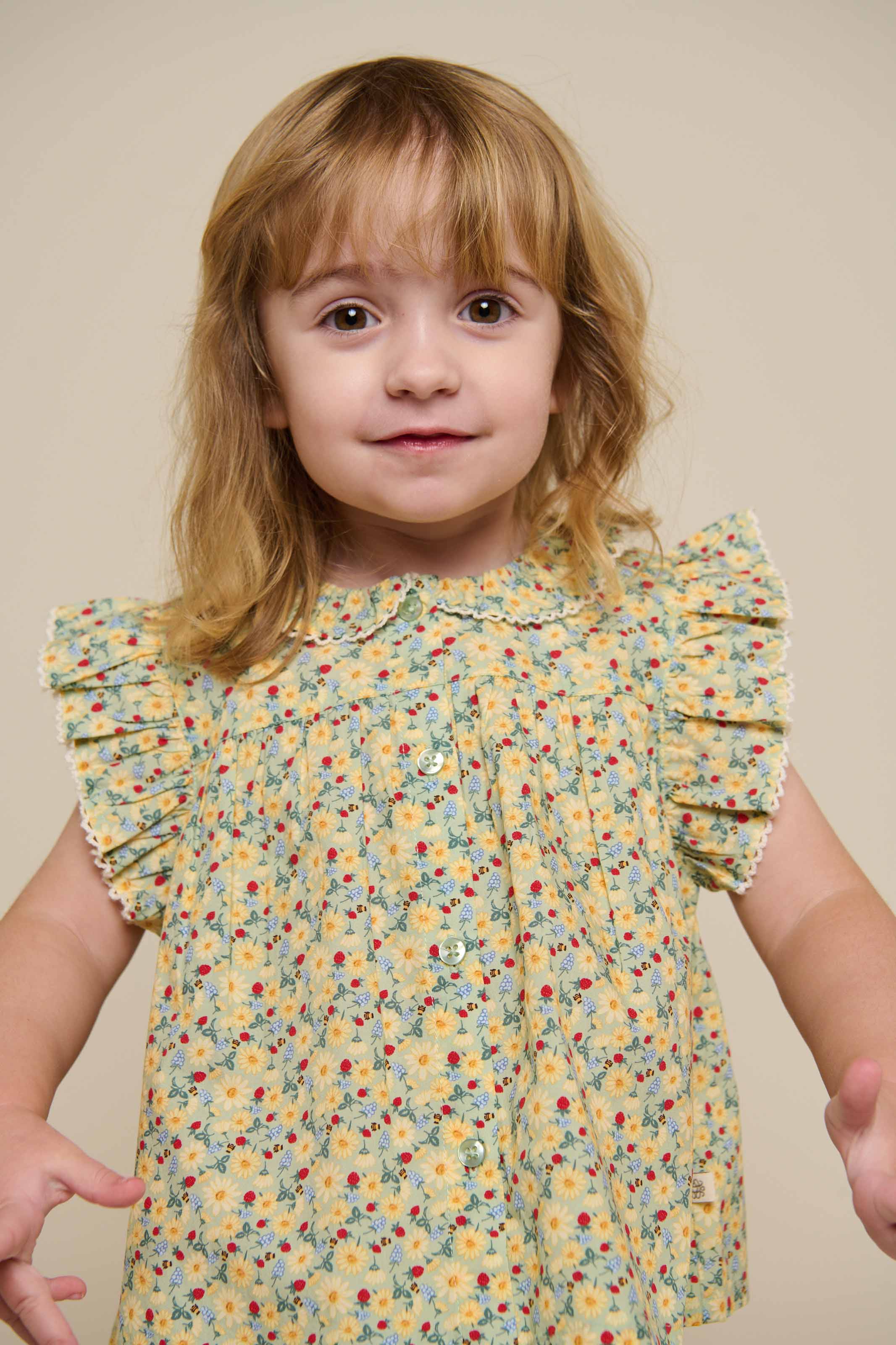 Poplin-Top mit Blumenmuster und Rüsche - Kids - Green | 100950 Poppy