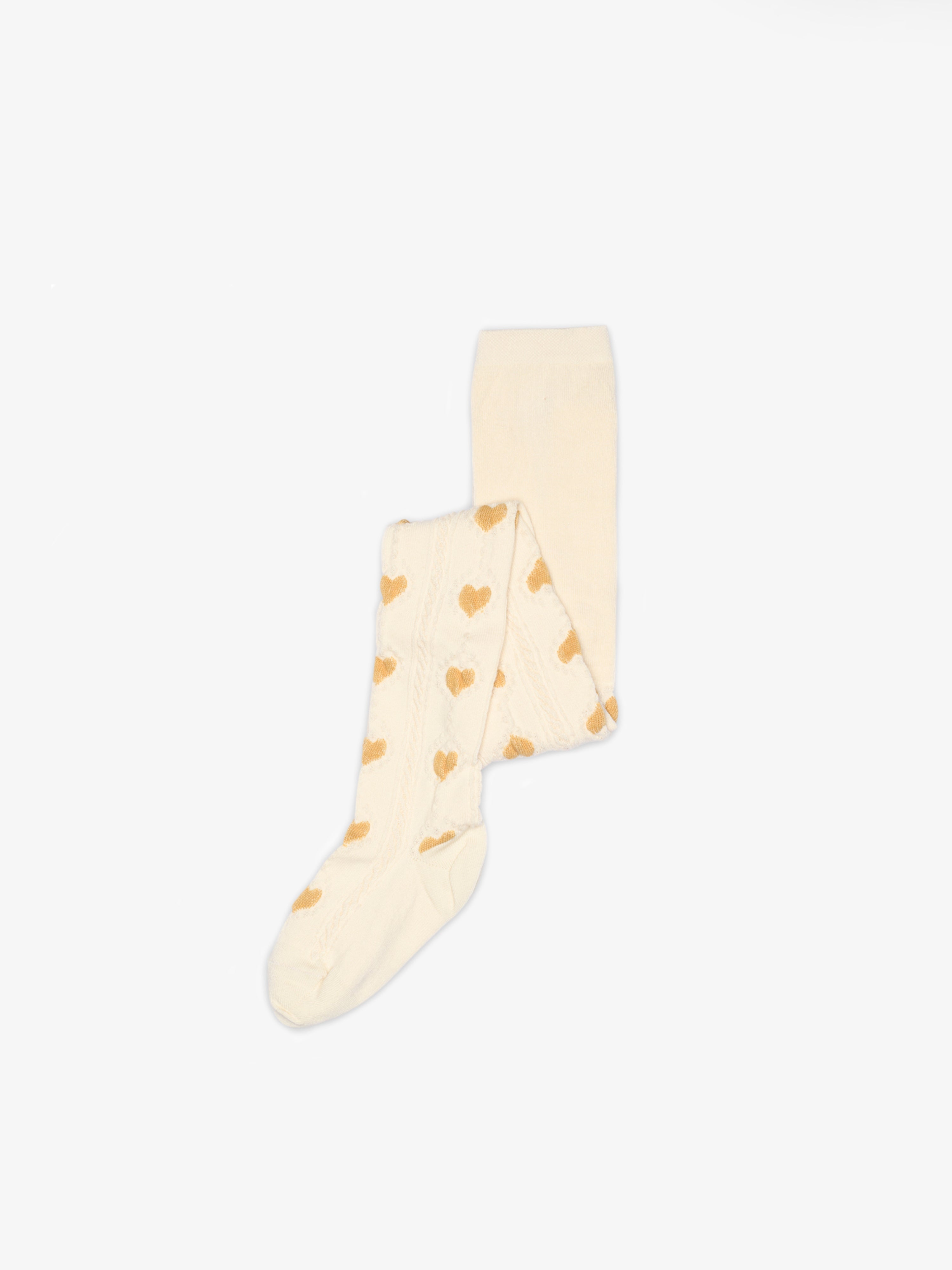 MP Herz-Strumpfhosen - Kids - Offwhite/Yellow | 101376 MP Alvilda tights