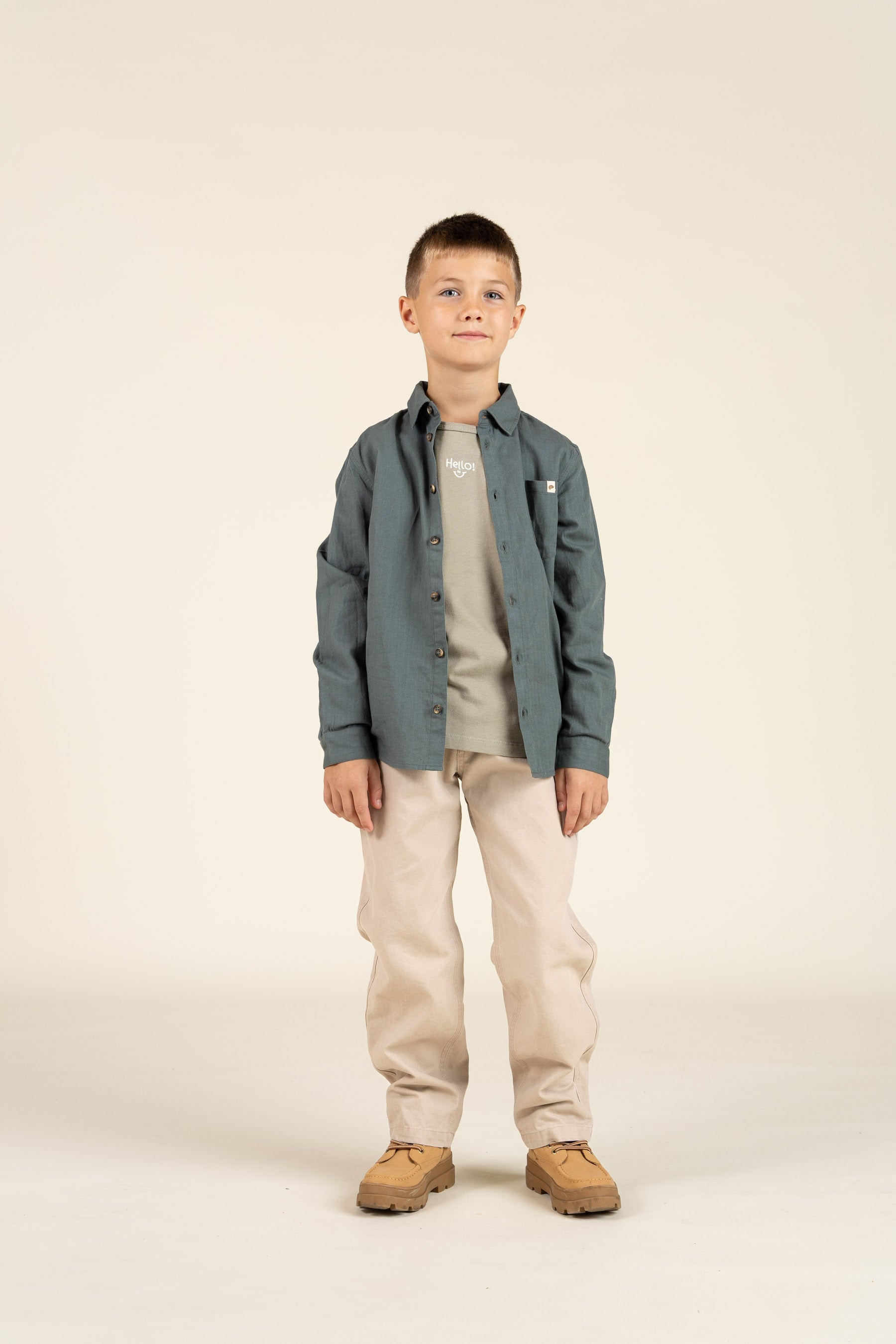 Langarm-T-Shirt mit Stickerei - Tween - Dusty Green | 100857 Brandon
