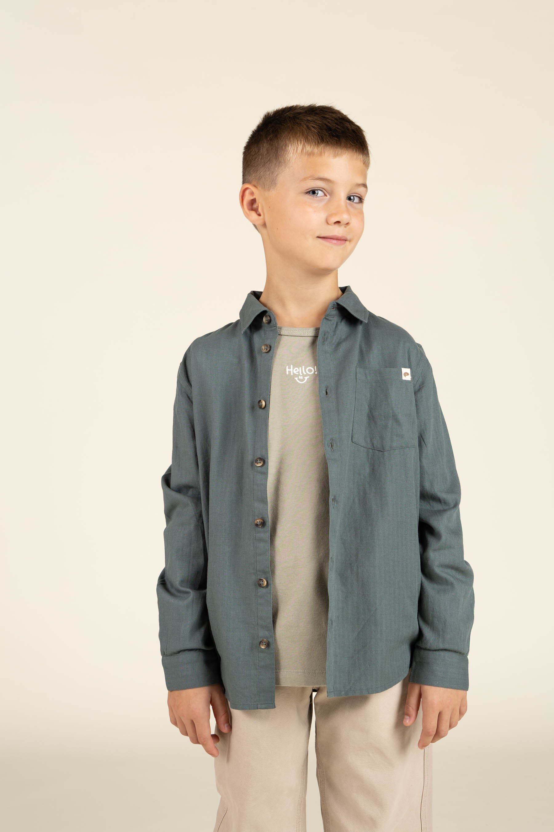 Langarm-T-Shirt mit Stickerei - Tween - Dusty Green | 100857 Brandon