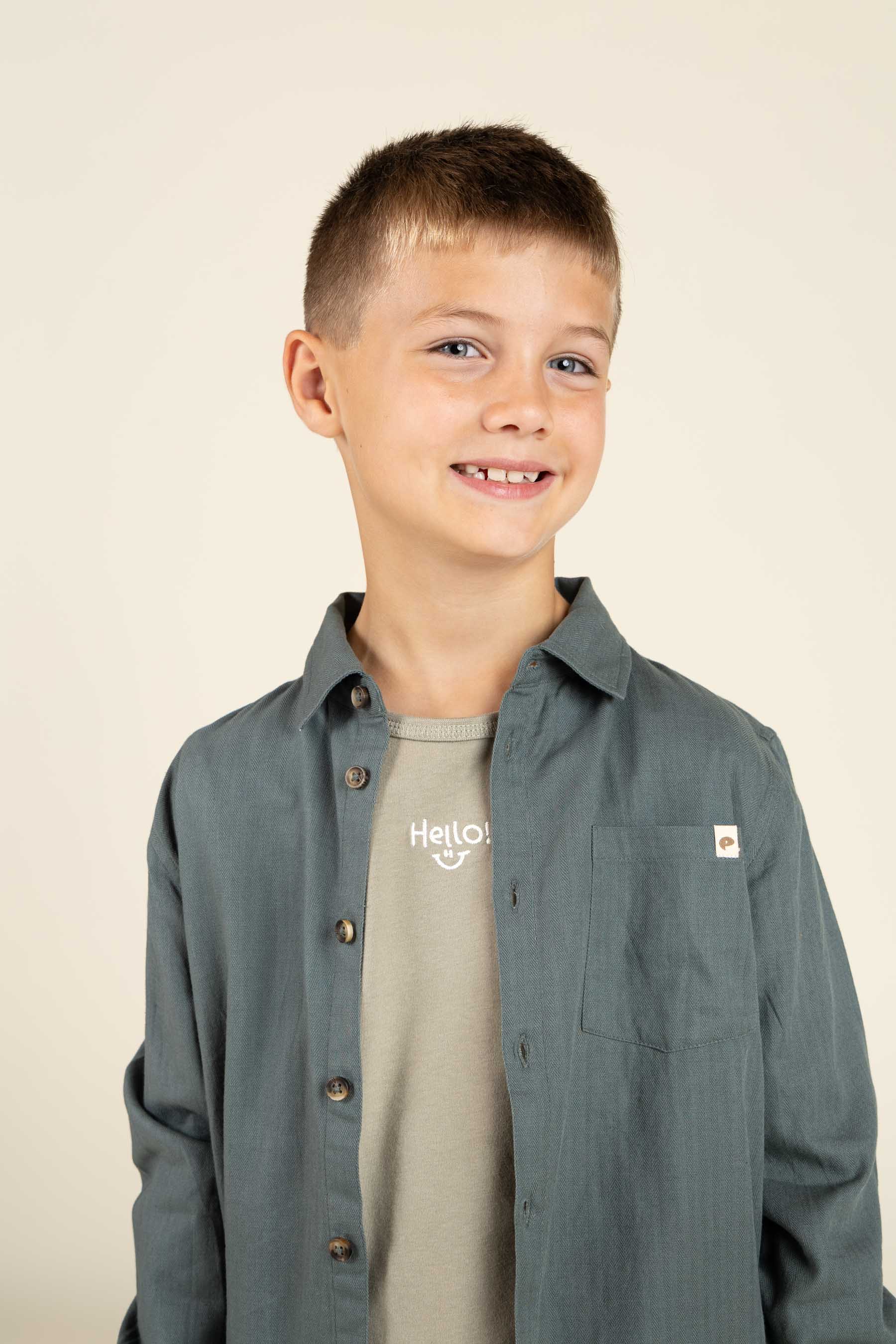 Hemd aus gewebter Baumwolle - Tween - Dark Dusty Green | 100805 Edward