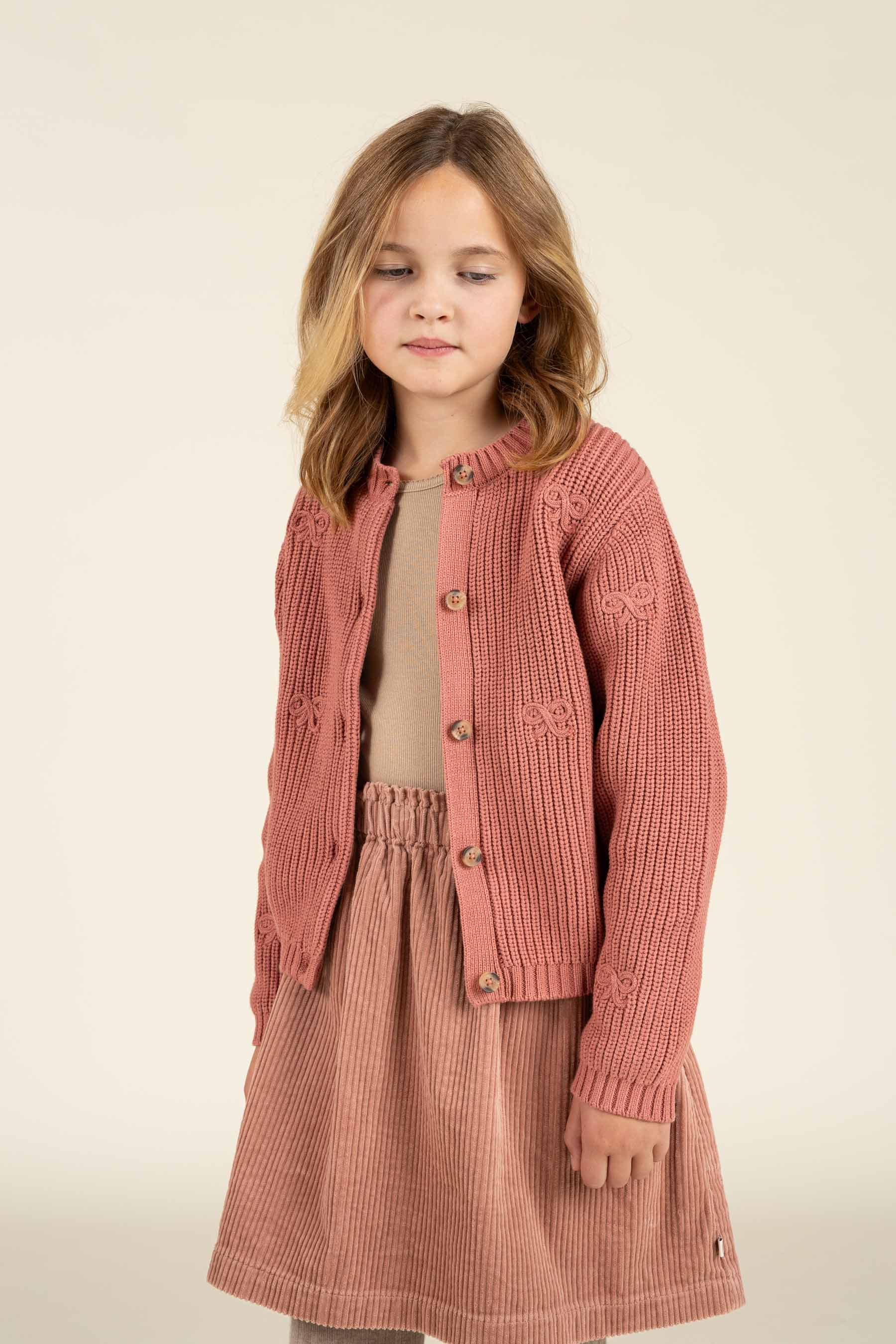 Baumwollstrickjacke mit Schleifen - Tween - Old Rose | 100793 Freya