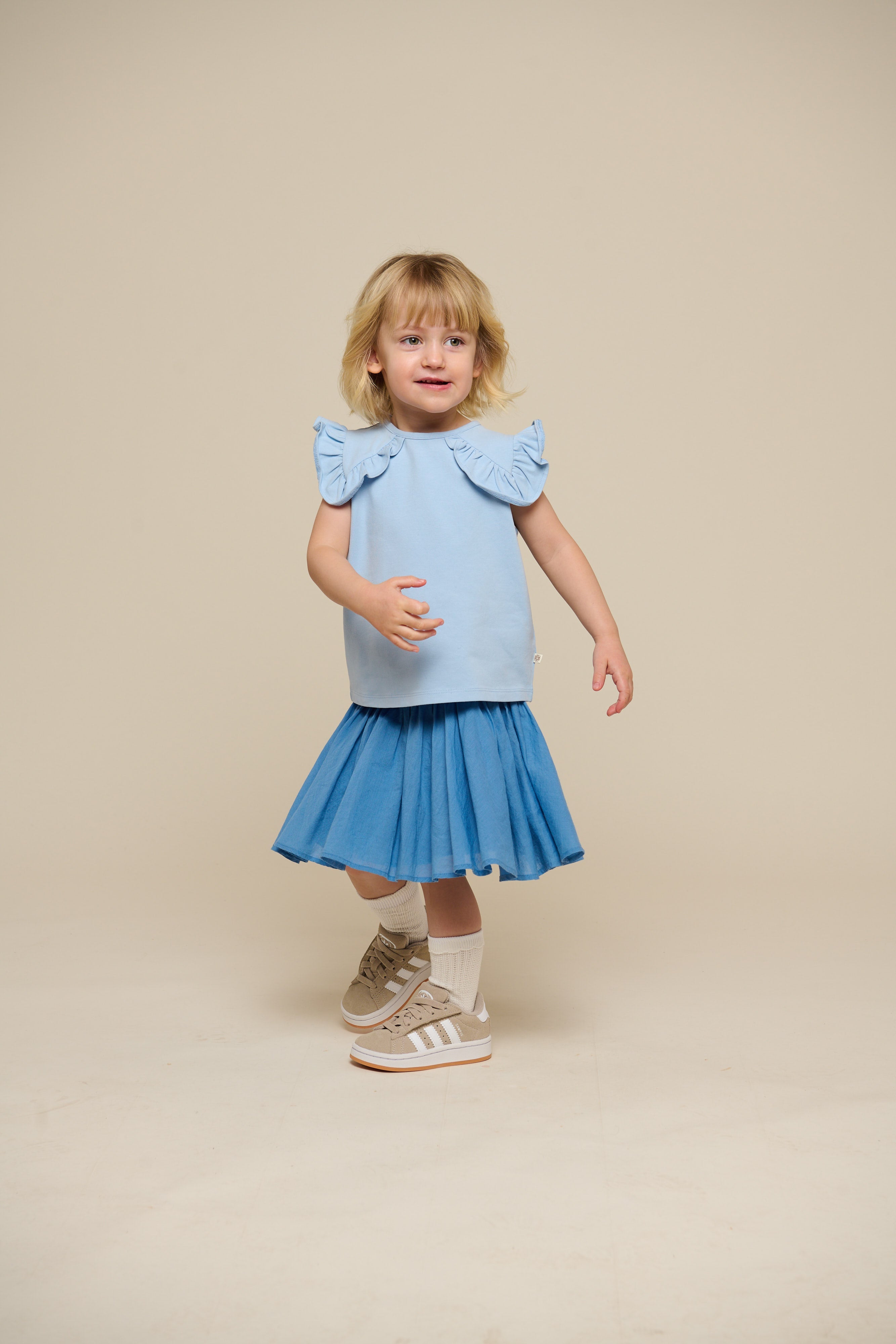 Jersey-Top mit Rüsche - Kids - Powder Blue | 101267 Selma