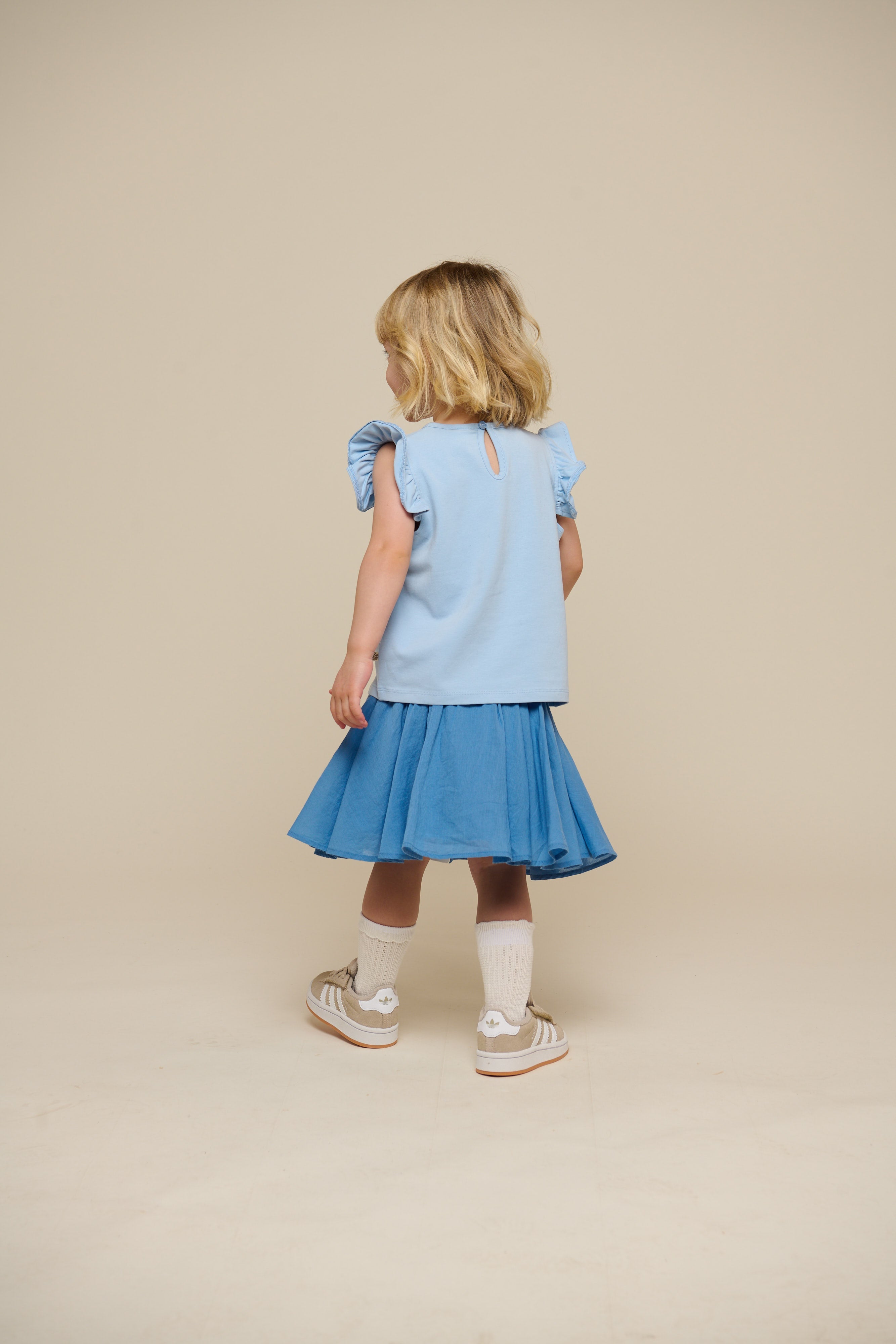 Jersey-Top mit Rüsche - Kids - Powder Blue | 101267 Selma