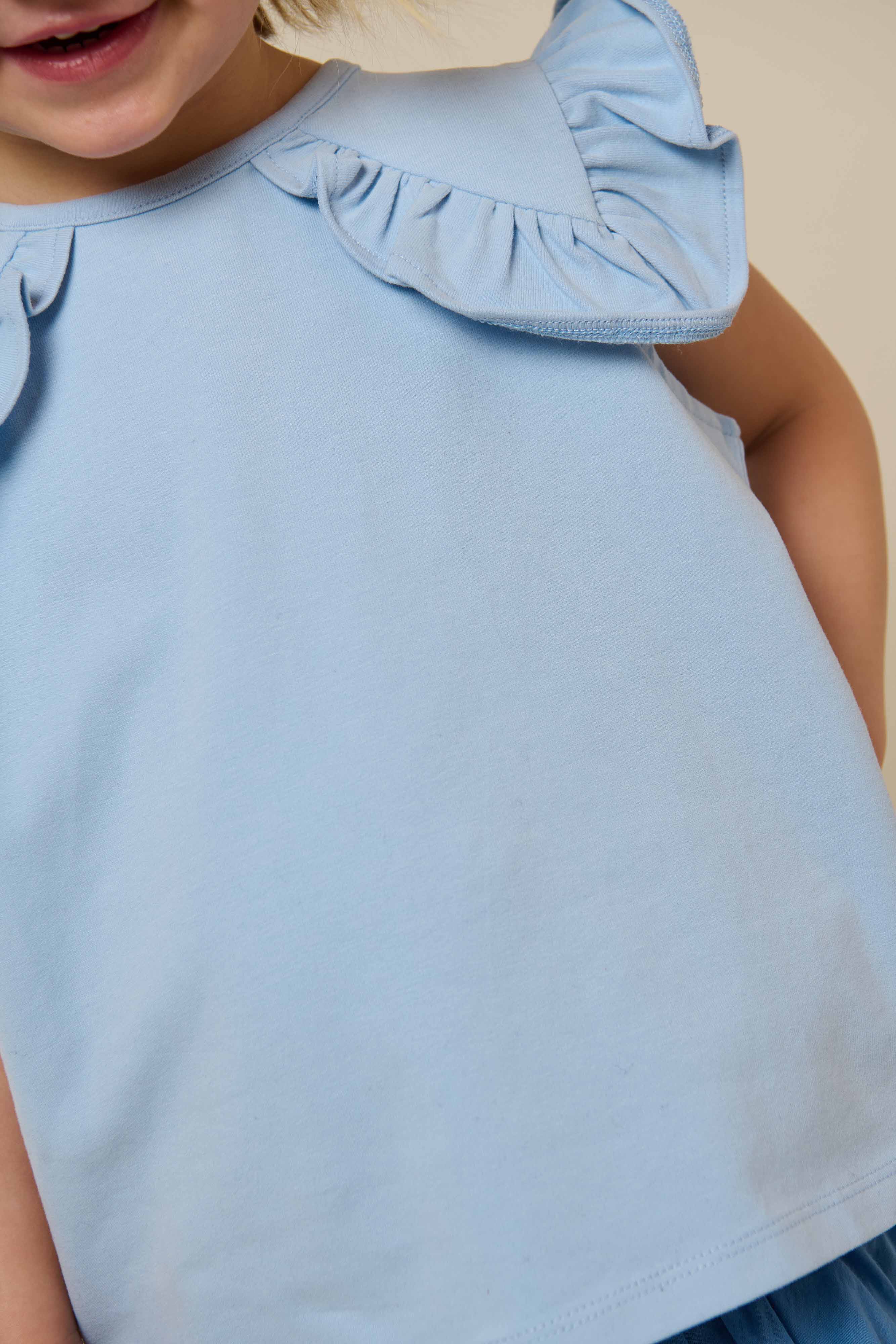 Jersey-Top mit Rüsche - Kids - Powder Blue | 101267 Selma