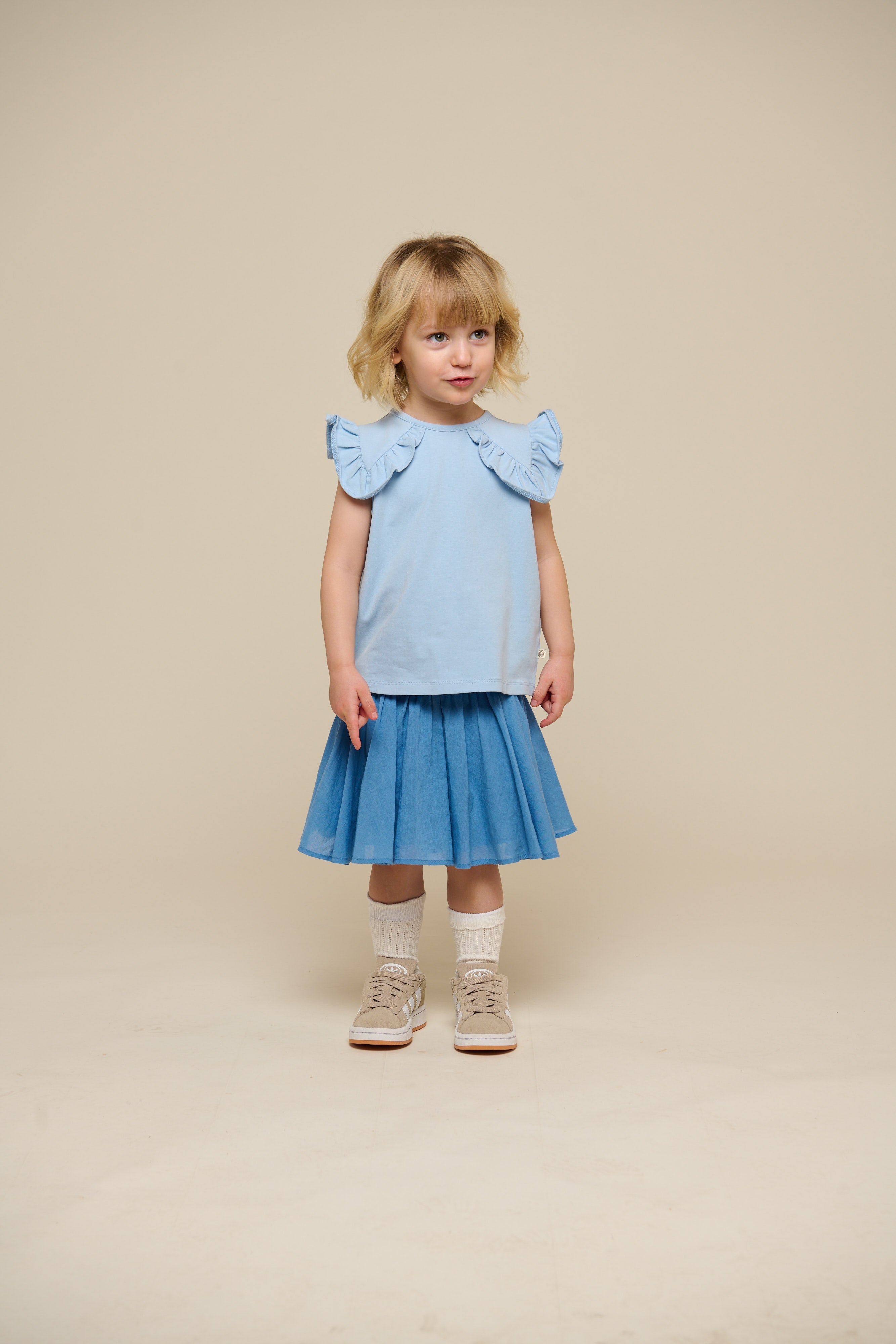 Jersey-Top mit Rüsche - Kids - Powder Blue | 101267 Selma