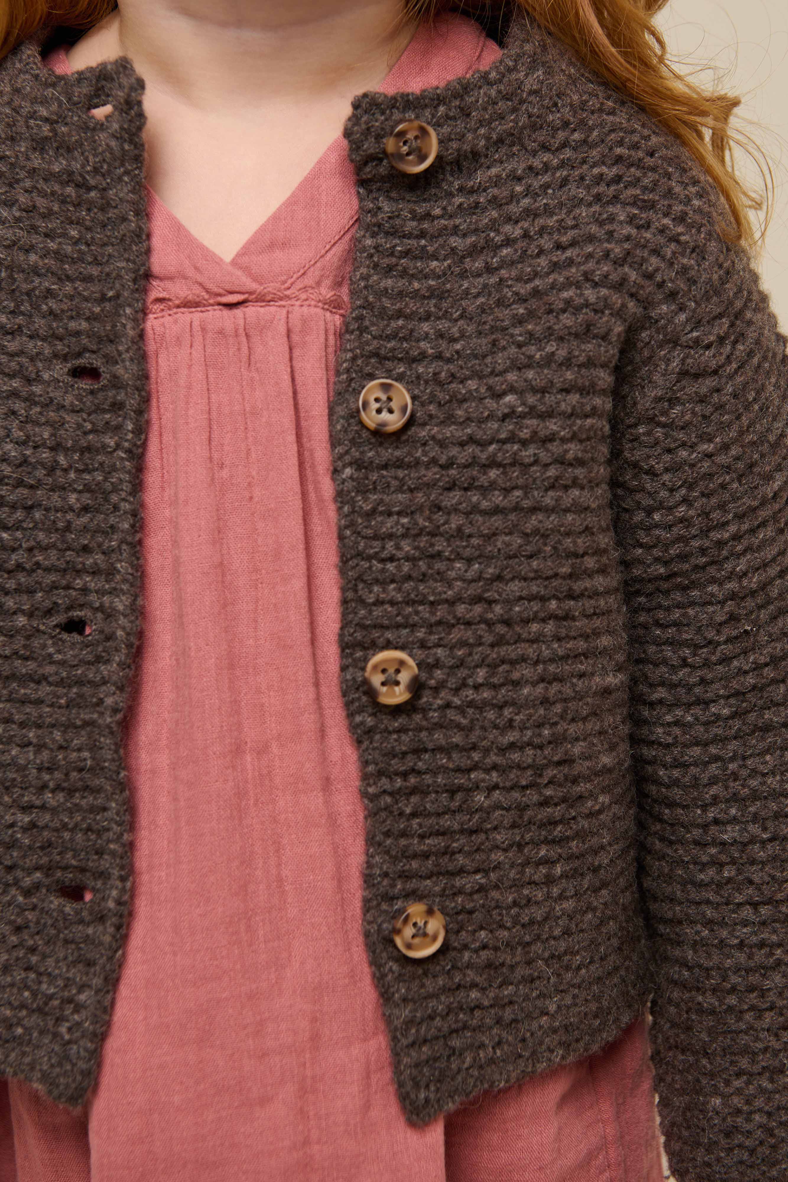 Strickjacke aus Wolle - Kids - Chocolate Melange | 100876 Maya