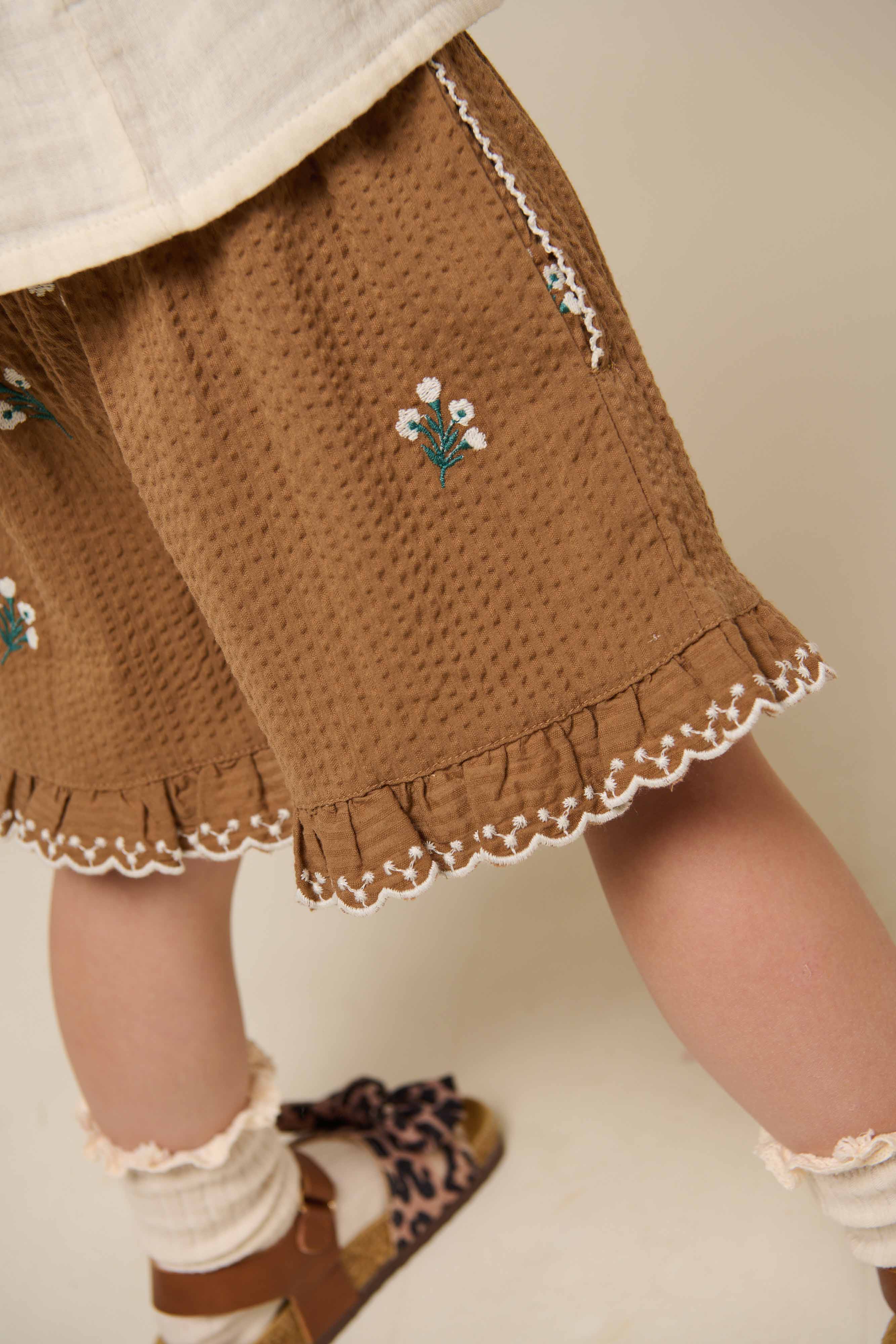 Bestickte Seersucker-Shorts - Kids - Coconut | 100986 Nora
